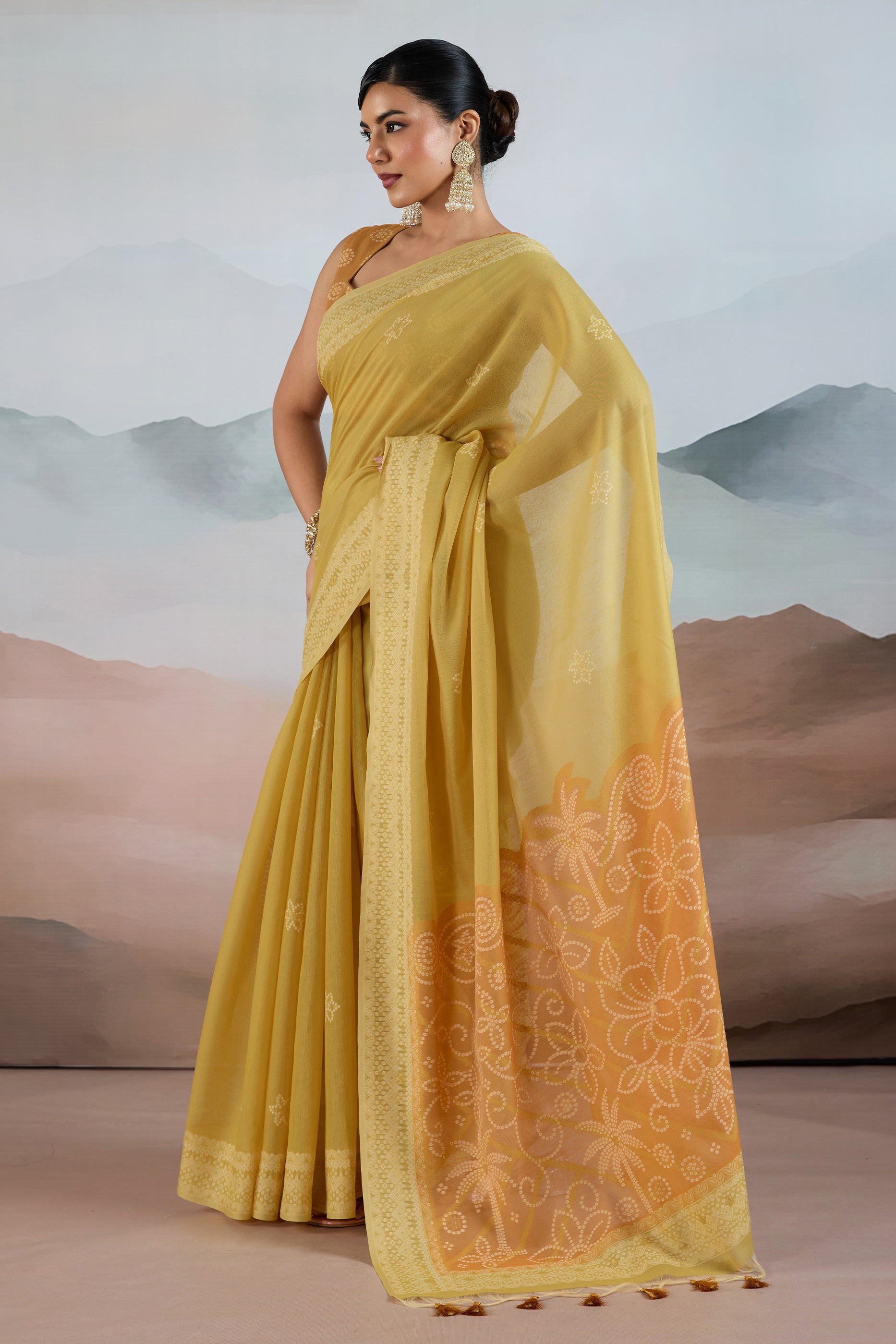 Lime Green Woven Viscose Cotton Saree-SAR12302_3_SareeButa.com
