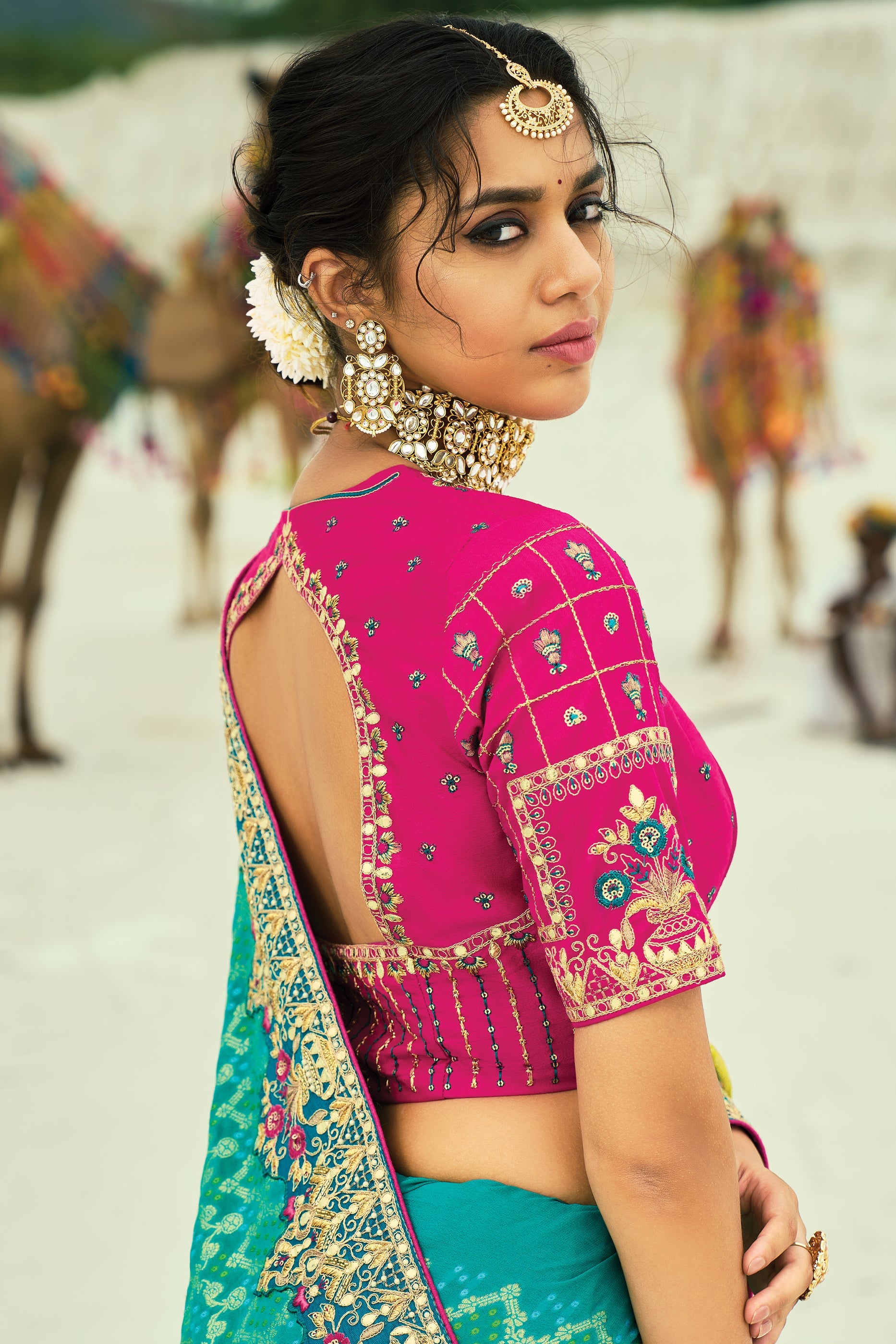 Lime Yellow Georgette Bandhani Saree-SAR10297_2_SareeButa.com