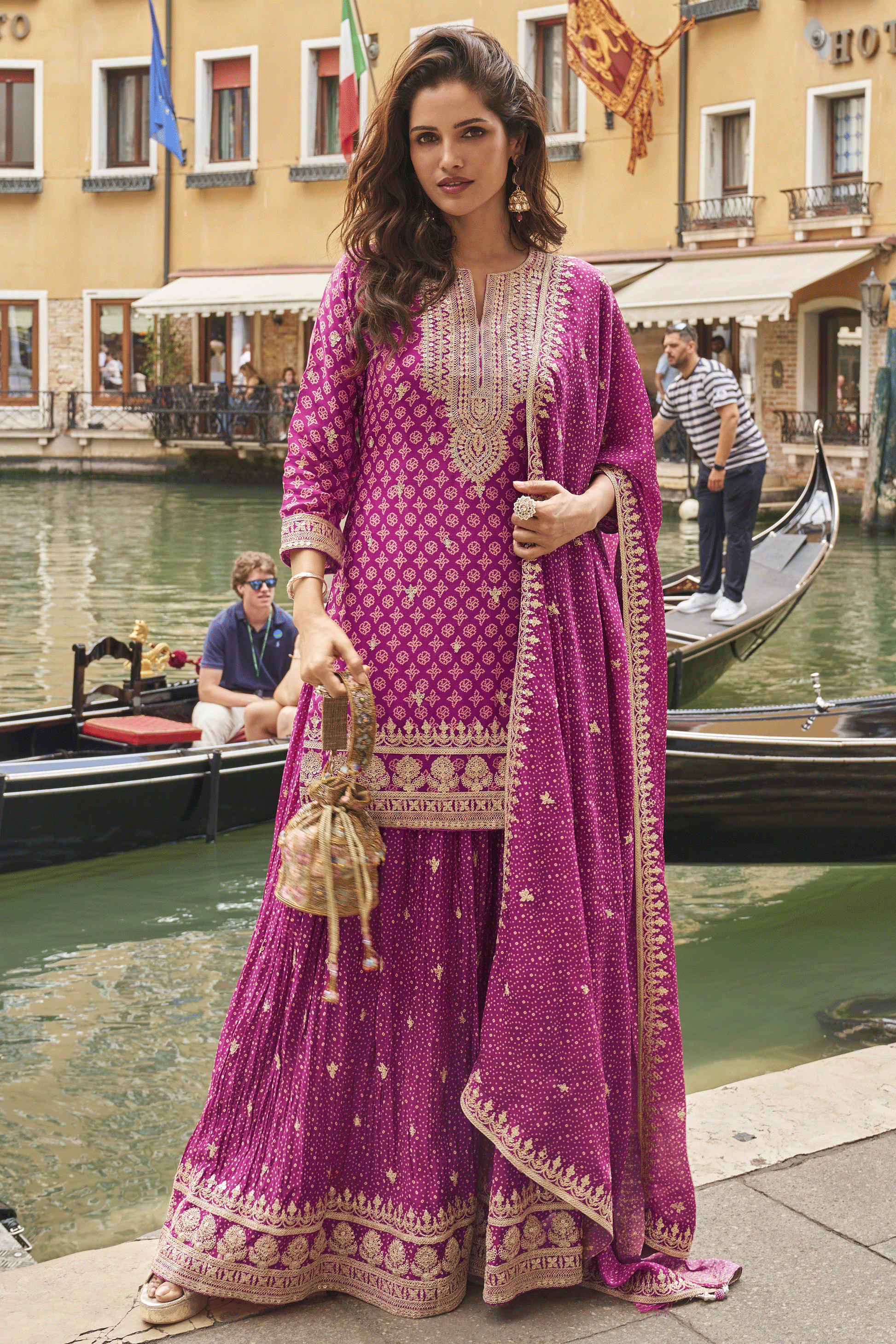 Magenta Readymade Embroidered Silk Suit-SS901_1_SareeButa.com