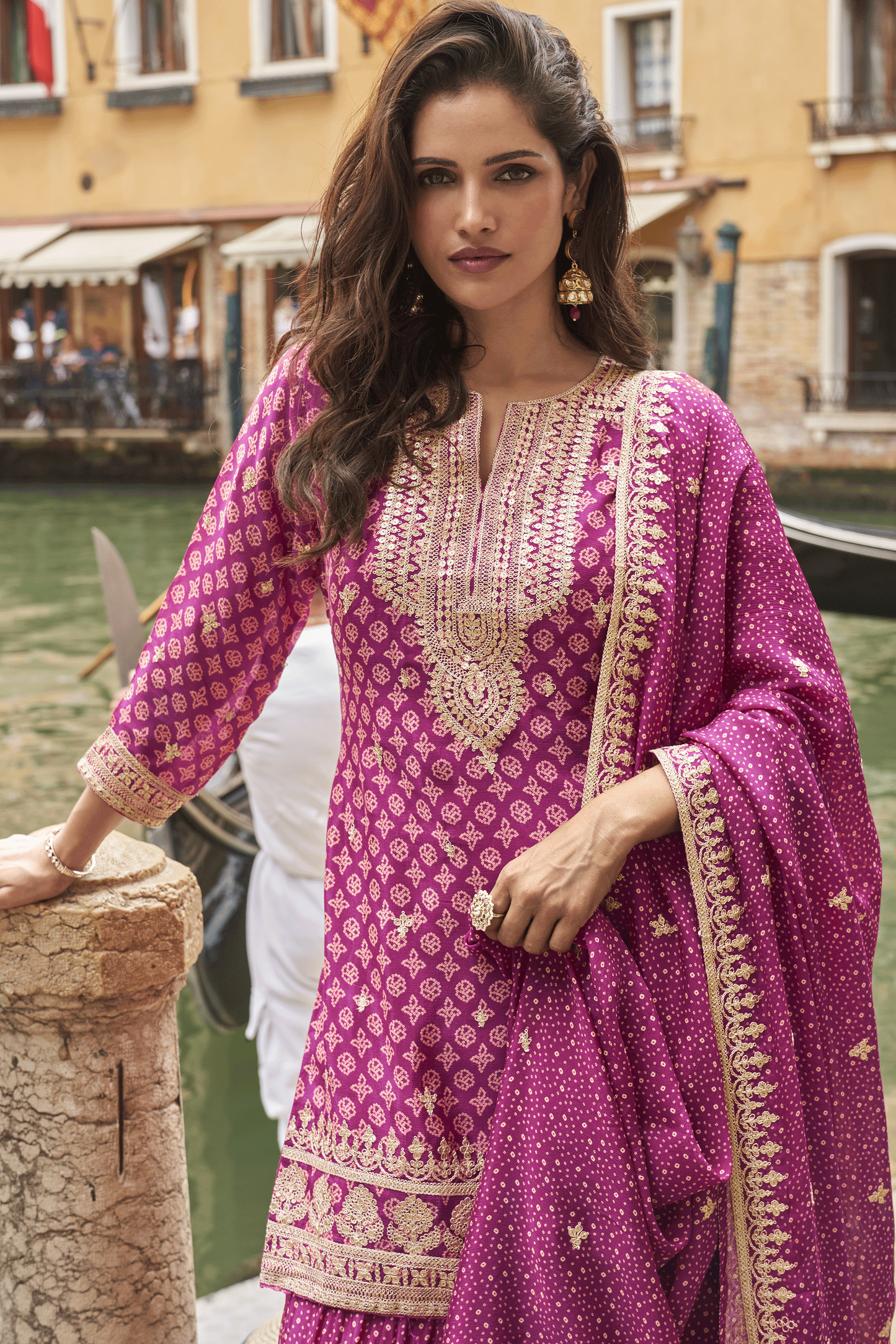 Magenta Readymade Embroidered Silk Suit-SS901_2_SareeButa.com