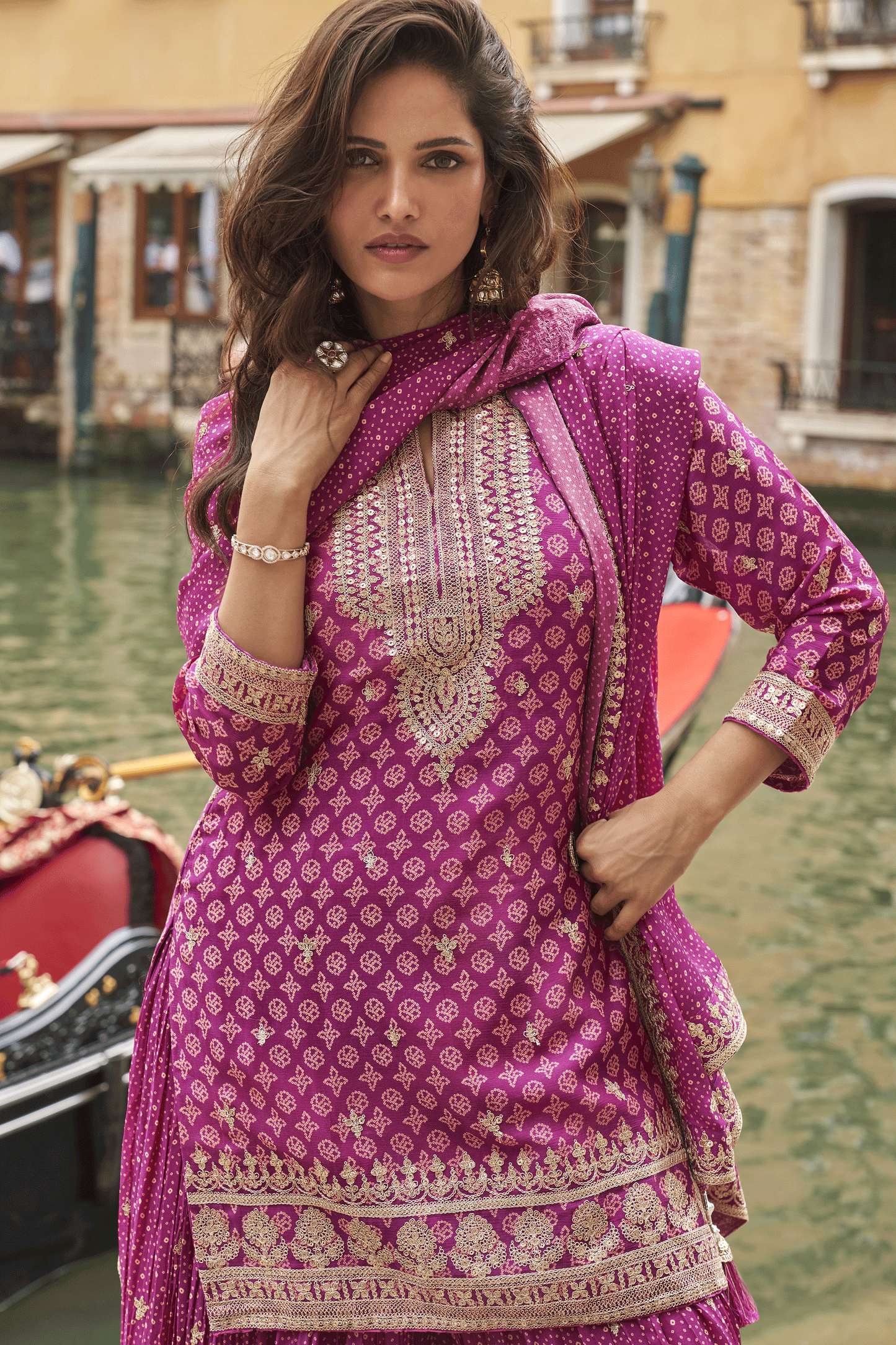 Magenta Readymade Embroidered Silk Suit-SS901_3_SareeButa.com