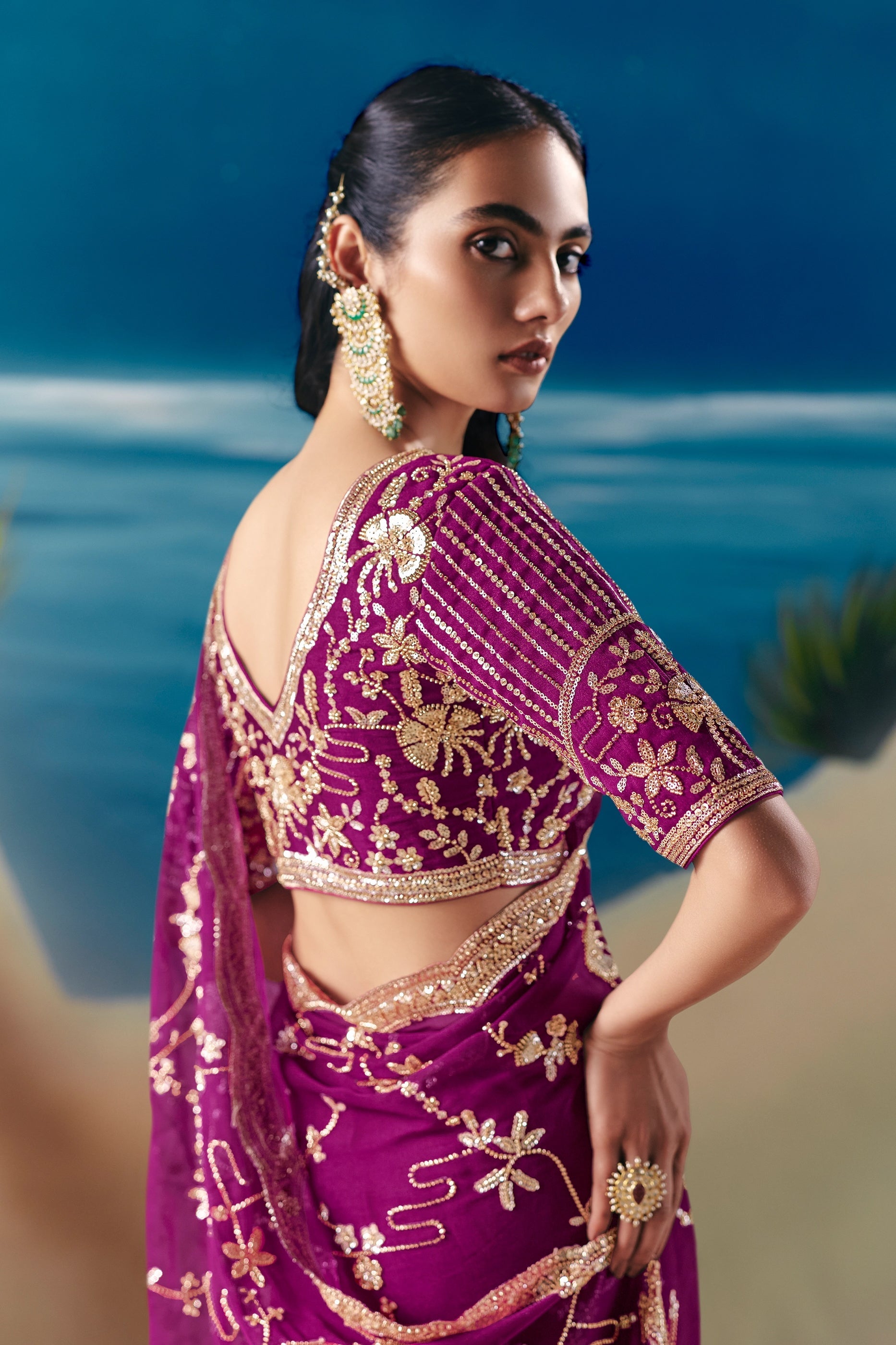 Magenta Embroidered Satin Organza Saree-SAR11037_3_SareeButa.com