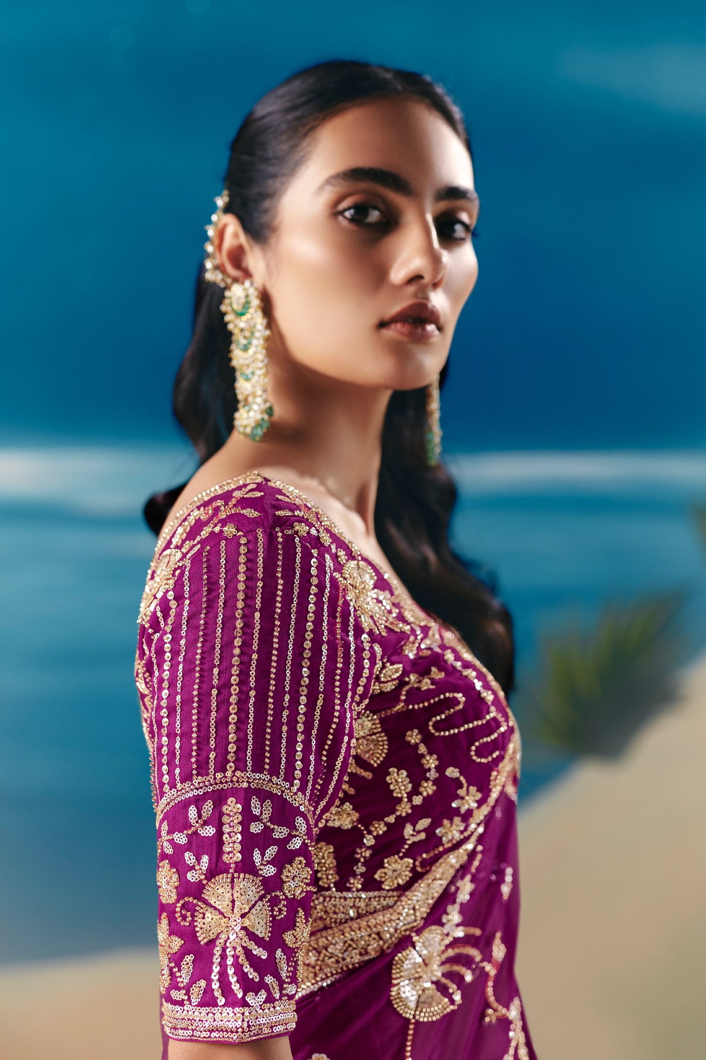 Magenta Embroidered Satin Organza Saree-SAR11037_4_SareeButa.com