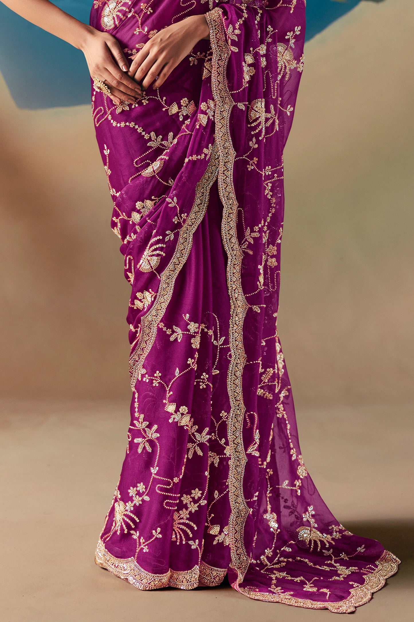 Magenta Embroidered Satin Organza Saree-SAR11037_5_SareeButa.com