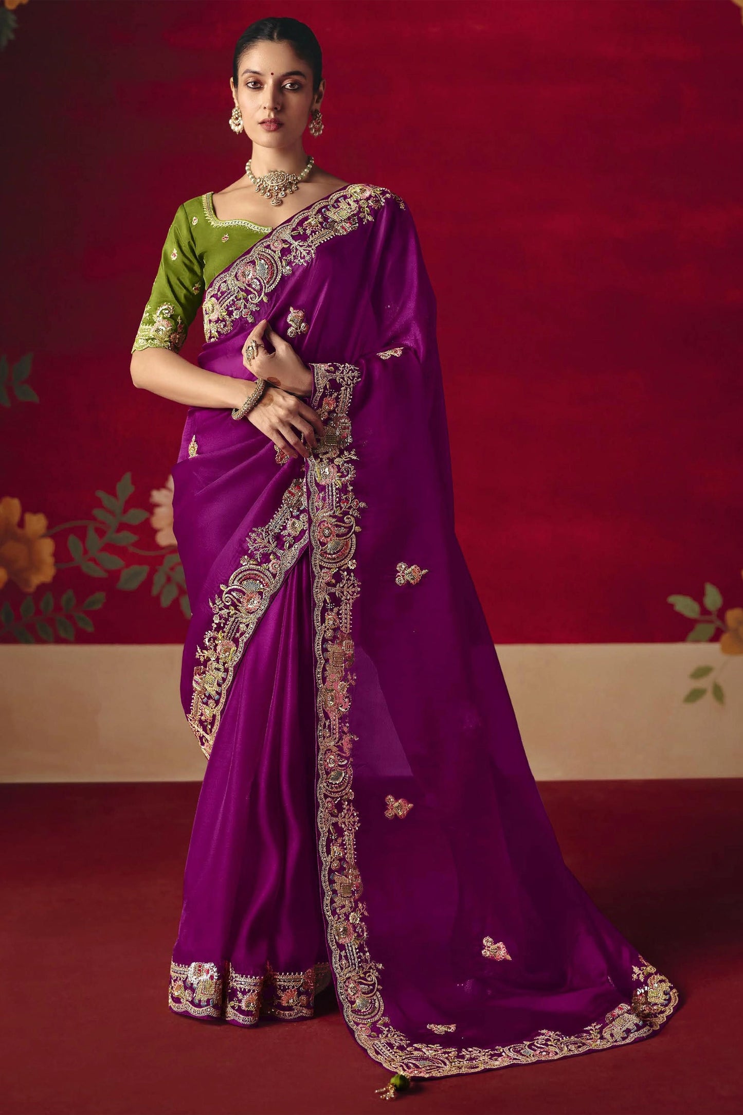Magenta Embroidered Tissue Silk Saree-SAR11457_1_SareeButa.com