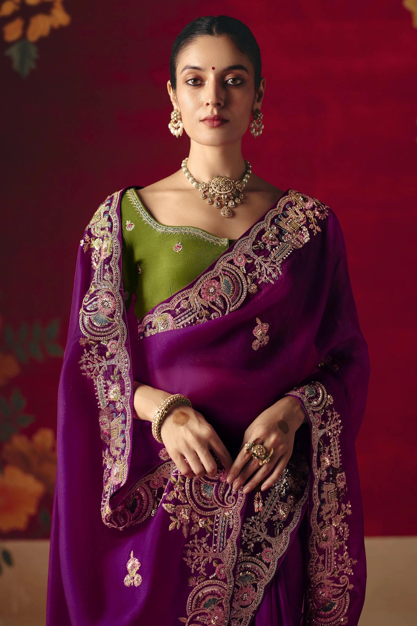 Magenta Embroidered Tissue Silk Saree-SAR11457_3_SareeButa.com