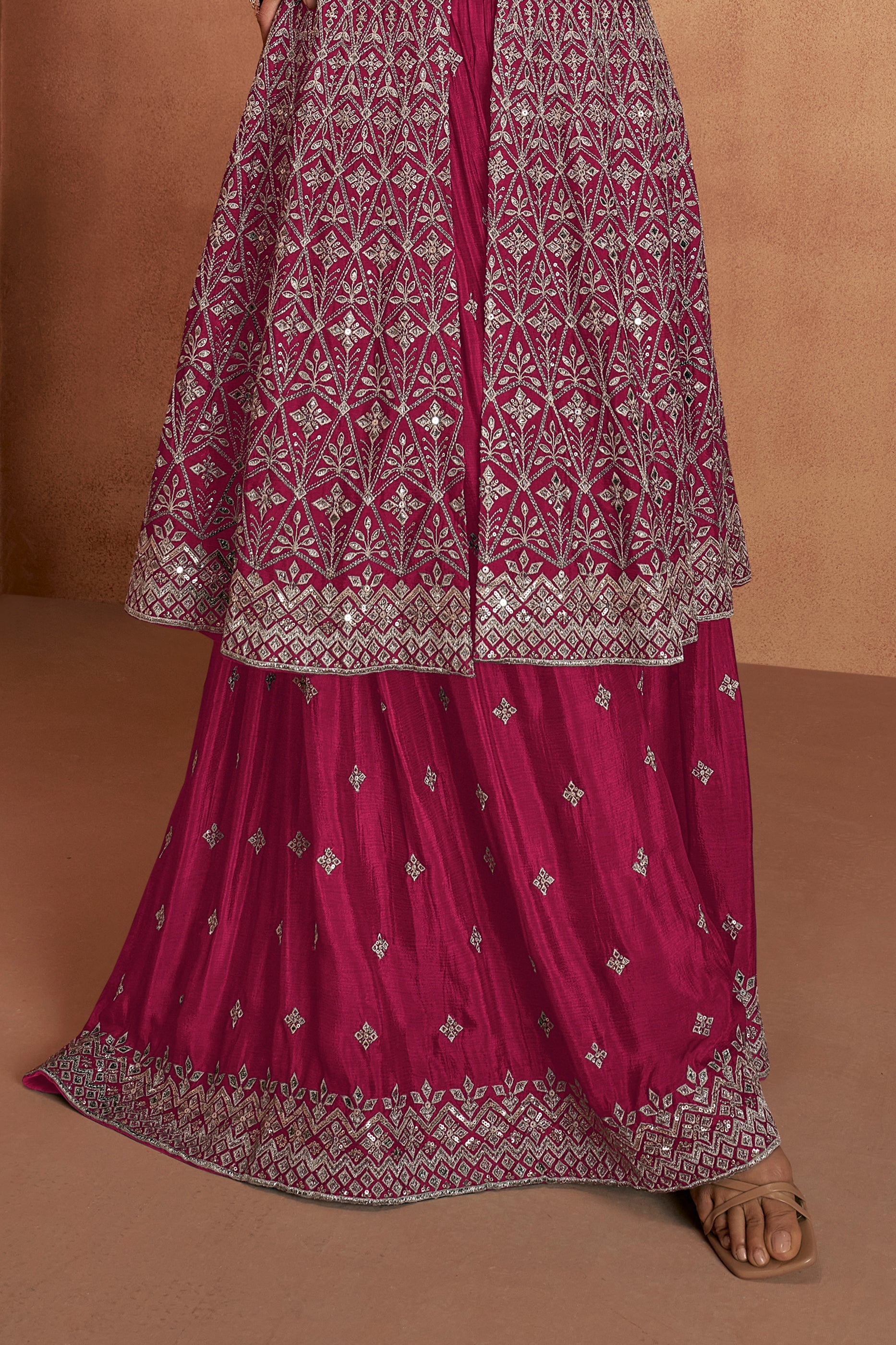 Magenta Pink Readymade Embroidered Chinon Suit-SAR10941_4_SareeButa.com