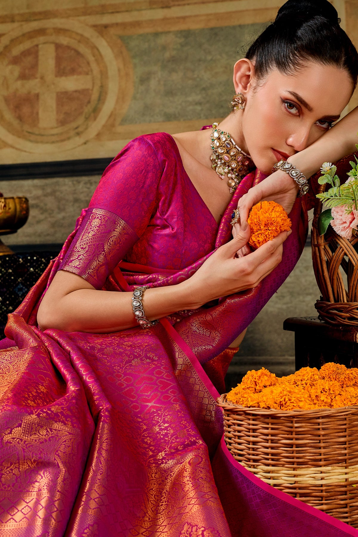 Magenta Pink Woven Silk Saree-SAR12914_2_SareeButa.com