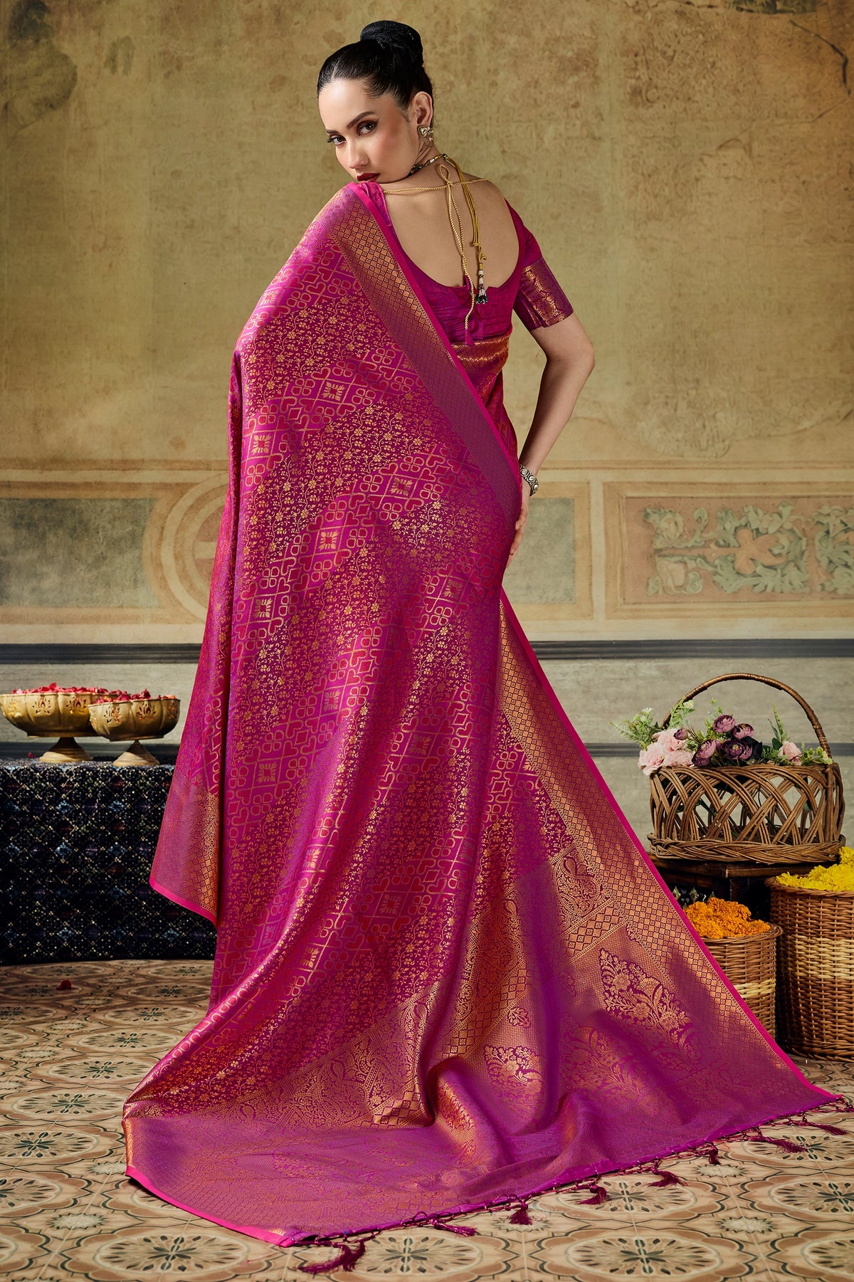 Magenta Pink Woven Silk Saree-SAR12914_3_SareeButa.com