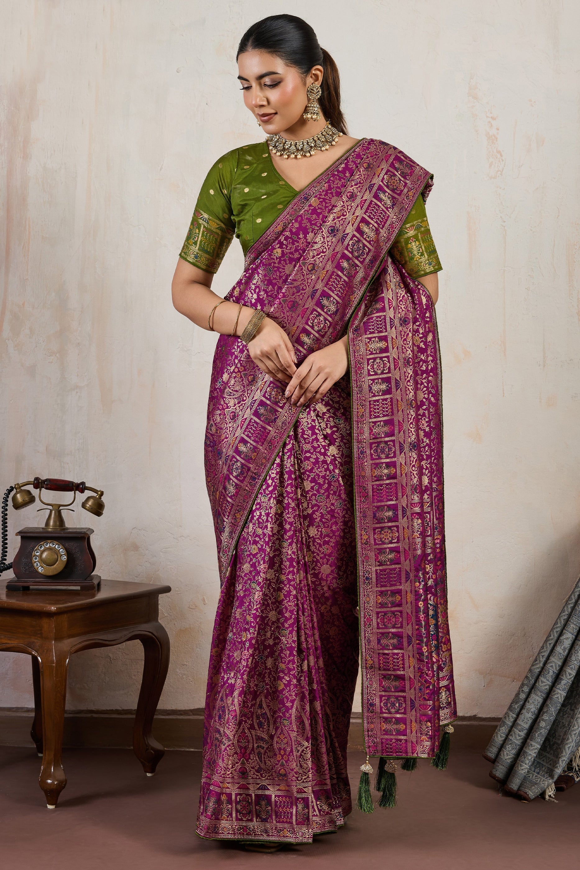Magenta Pink Woven Soft Silk Saree-SAR10547_1_SareeButa.com