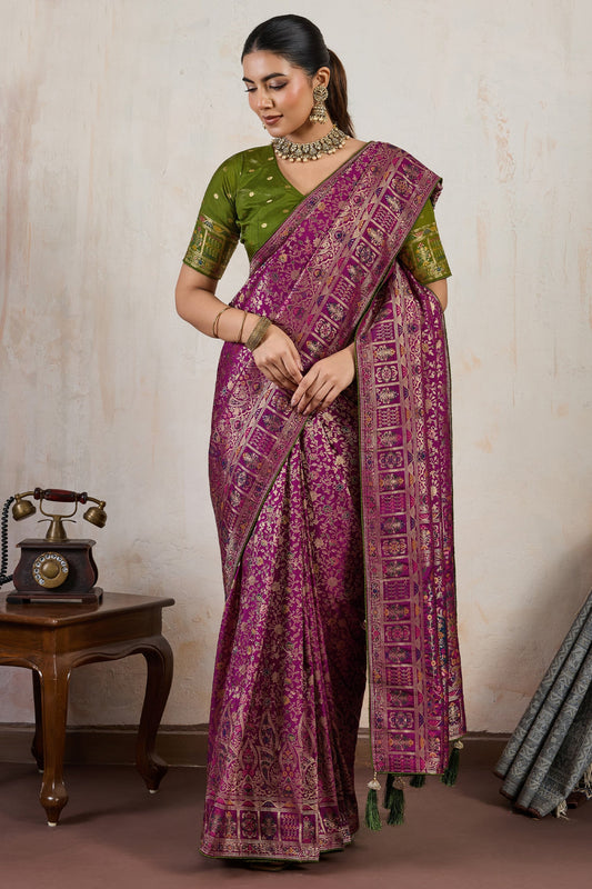 Magenta Pink Woven Soft Silk Saree-SAR10547_1_SareeButa.com