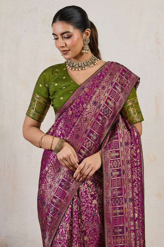 Magenta Pink Woven Soft Silk Saree-SAR10547_2_SareeButa.com