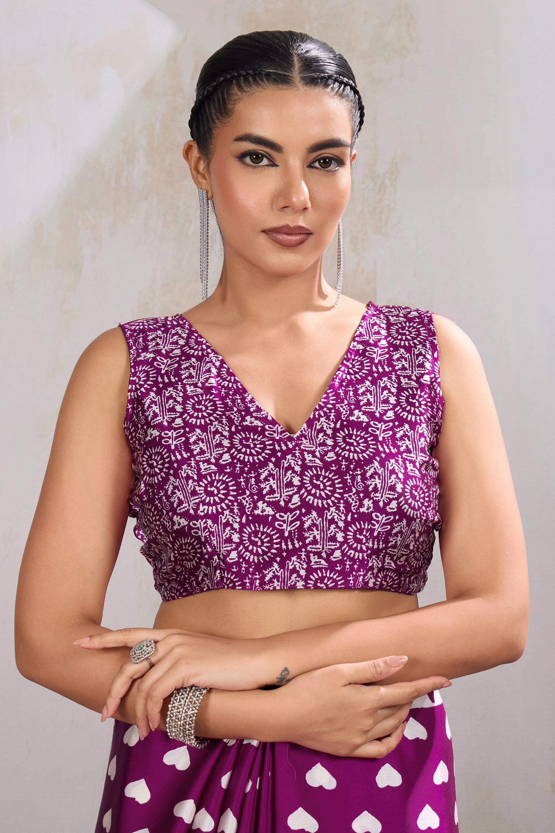 Magenta Printed Satin Saree-SAR11854_4_SareeButa.com