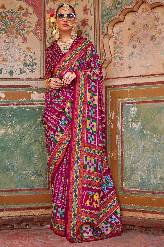 Magenta Printed Silk Saree-ZB133431_1_SareeButa.com