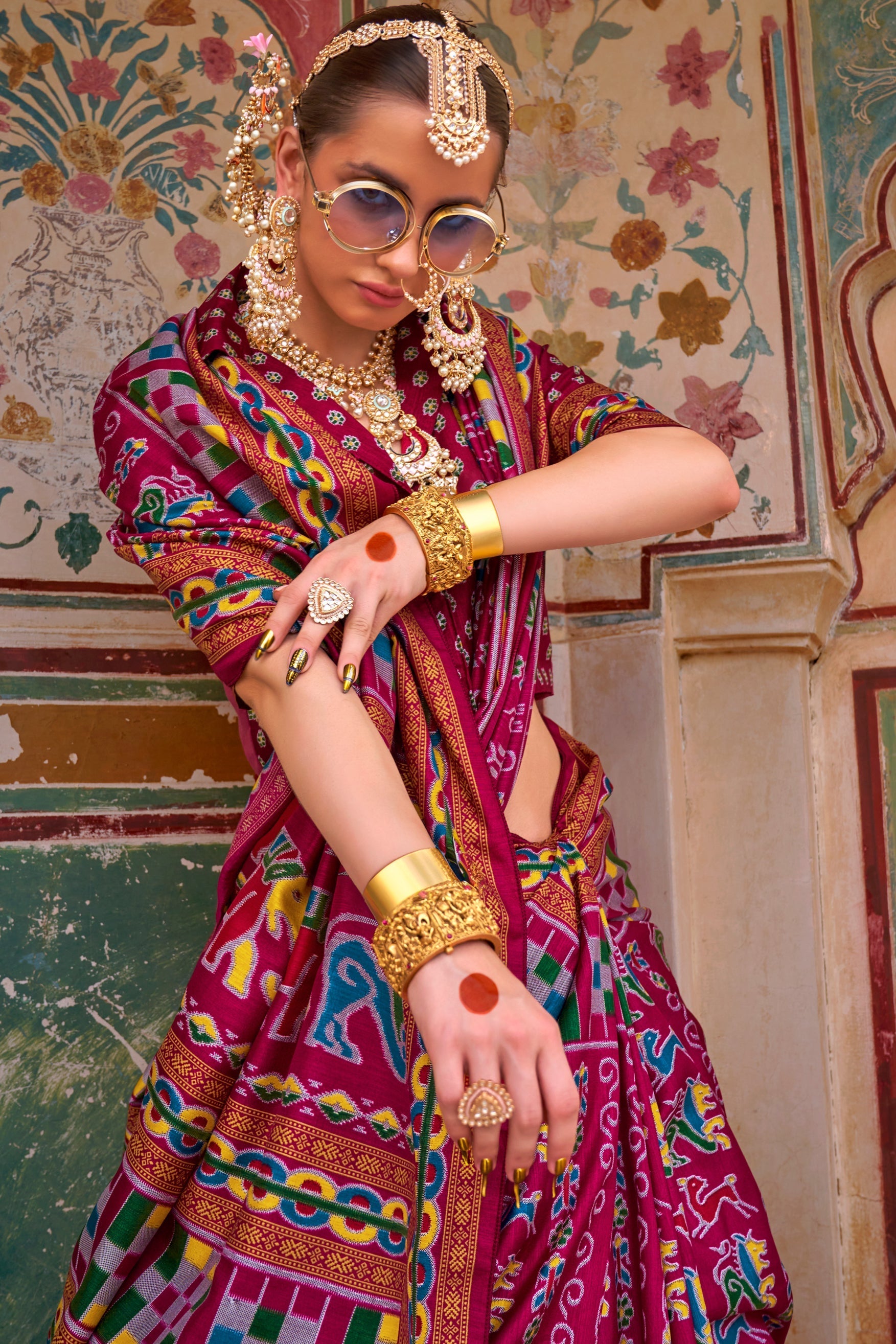 Magenta Printed Silk Saree-ZB133431_2_SareeButa.com