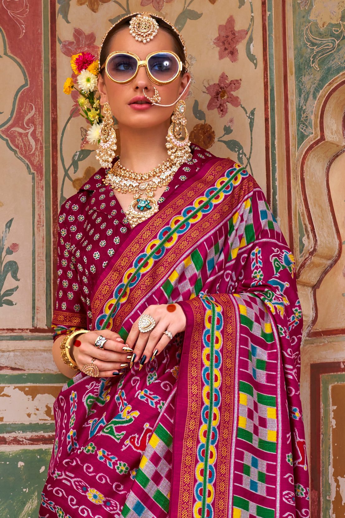 Magenta Printed Silk Saree-ZB133431_3_SareeButa.com