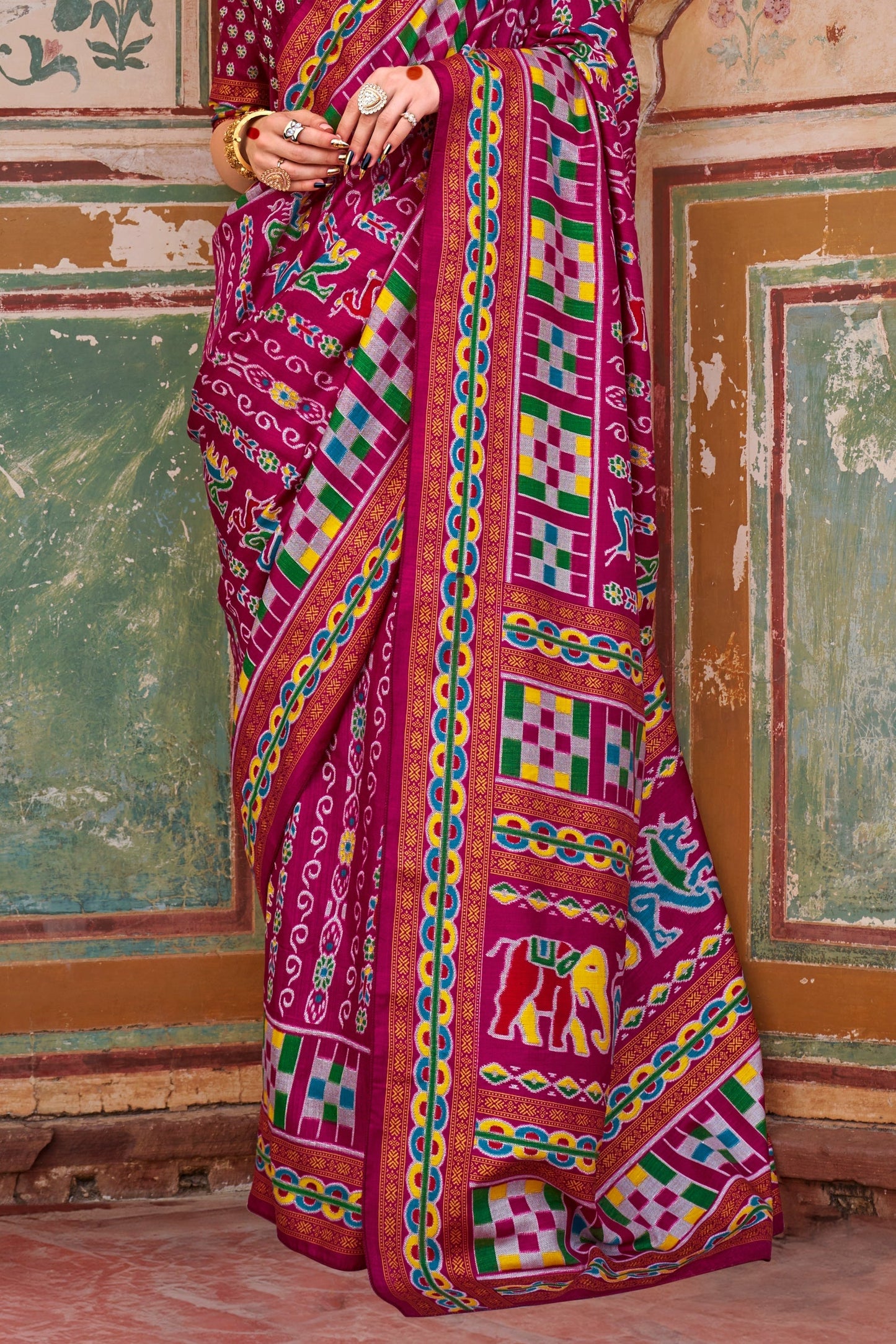 Magenta Printed Silk Saree-ZB133431_4_SareeButa.com