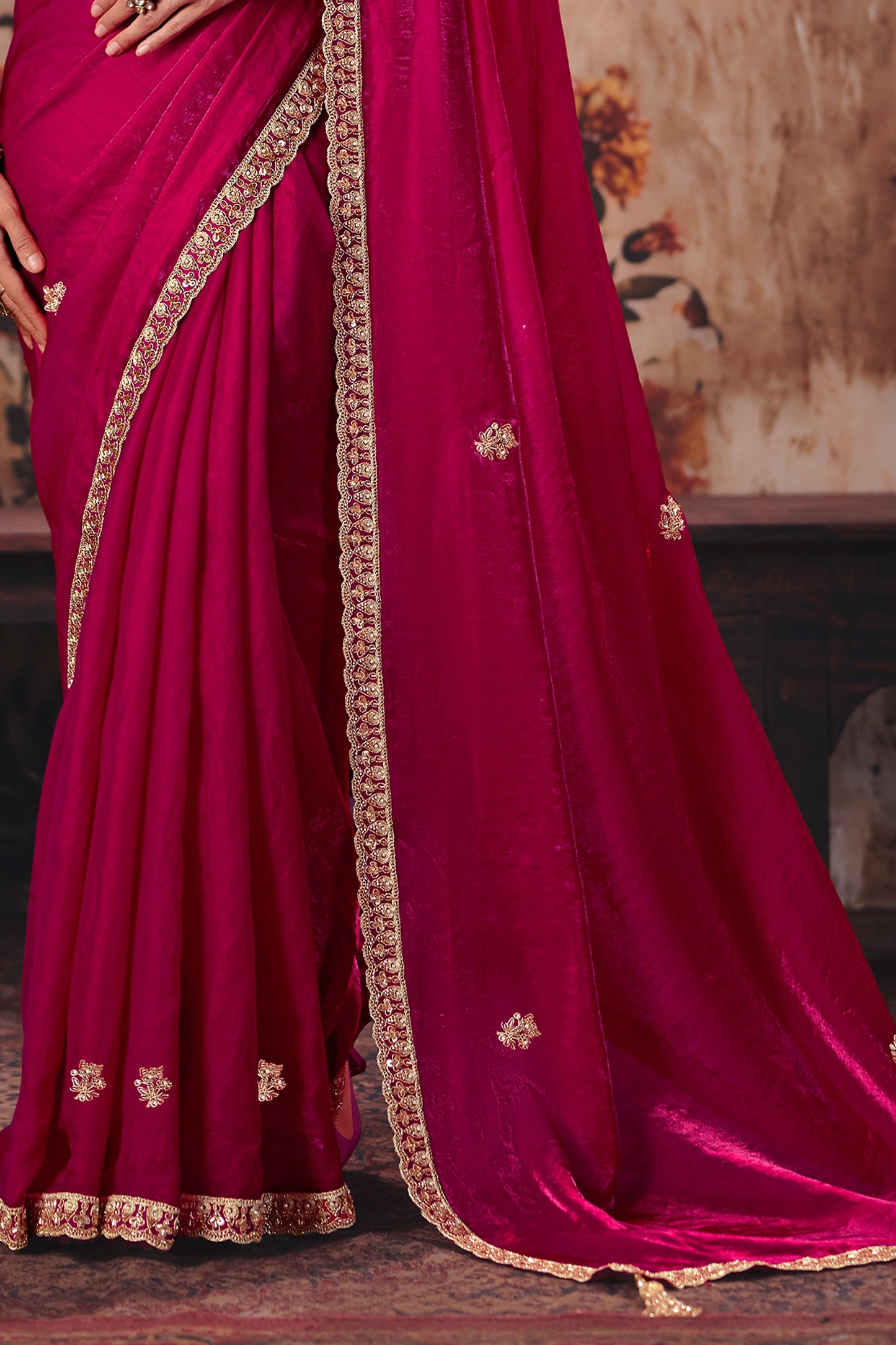 Magenta Satin Embroidered Satin Saree-SAR13195_5_SareeButa.com