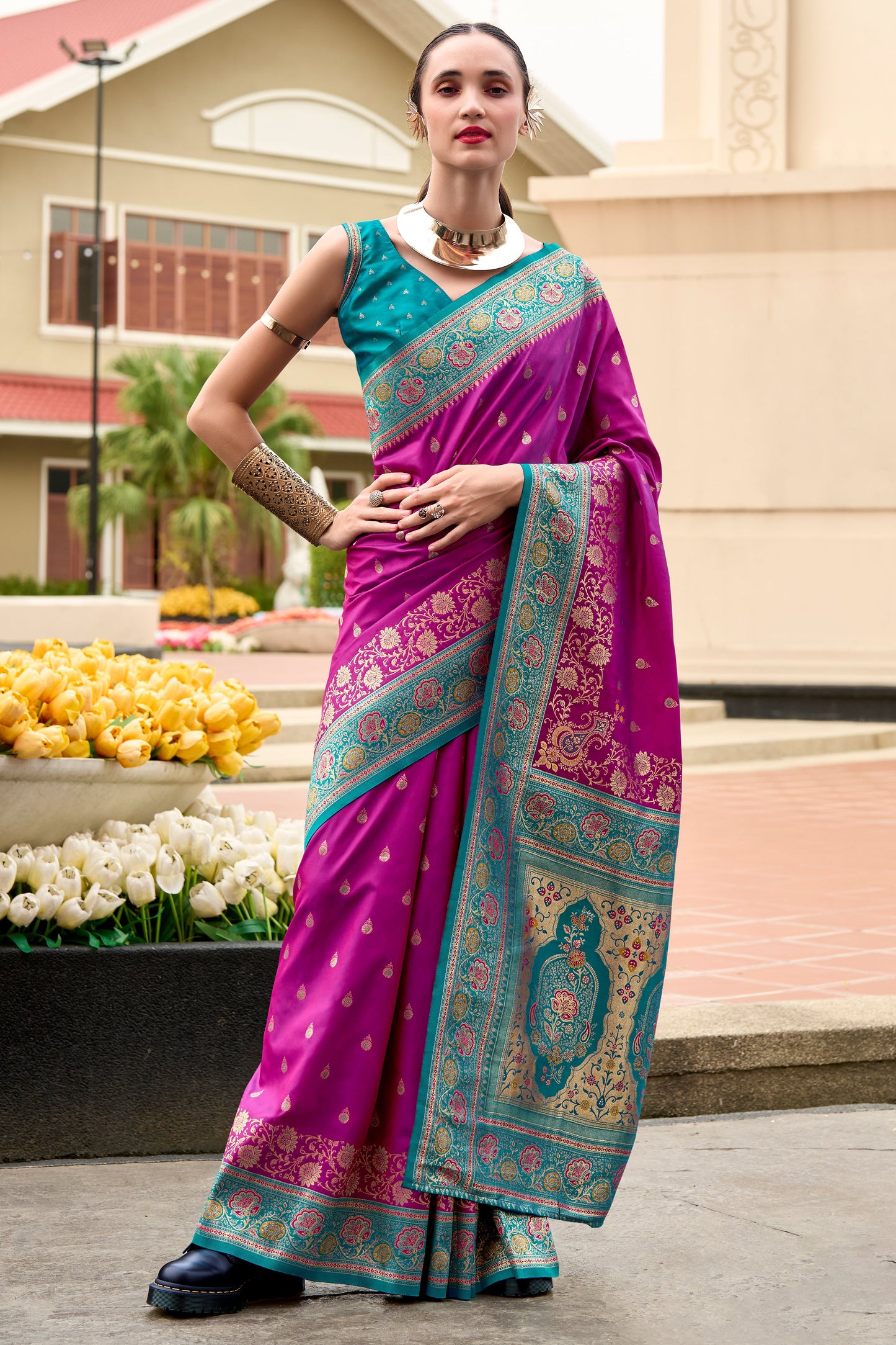 Magenta Woven Banarasi Saree-ZB134700_1_SareeButa.com