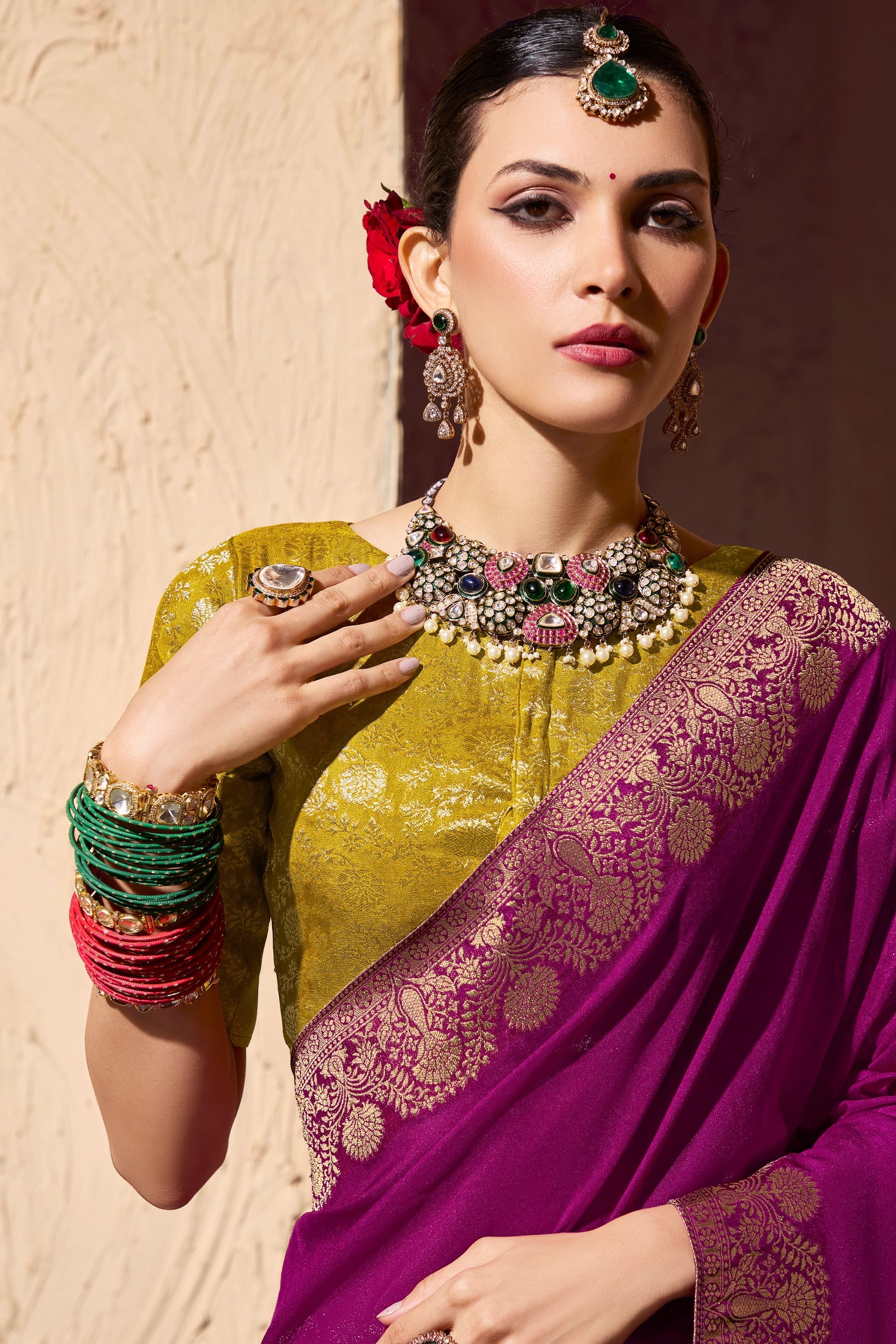 Magenta Woven Crepe Georgette Saree-SAR10997_2_SareeButa.com