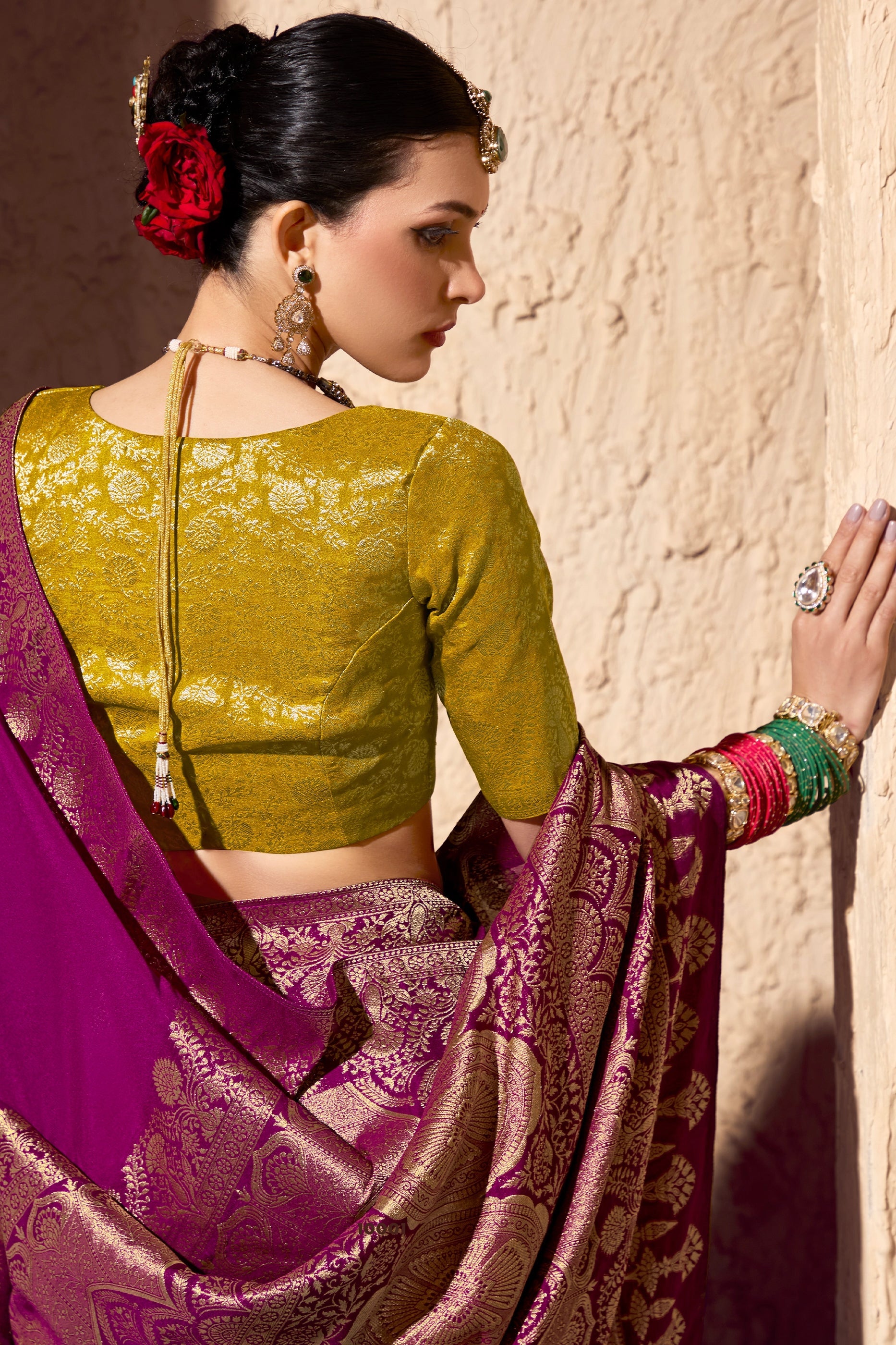 Magenta Woven Crepe Georgette Saree-SAR10997_3_SareeButa.com