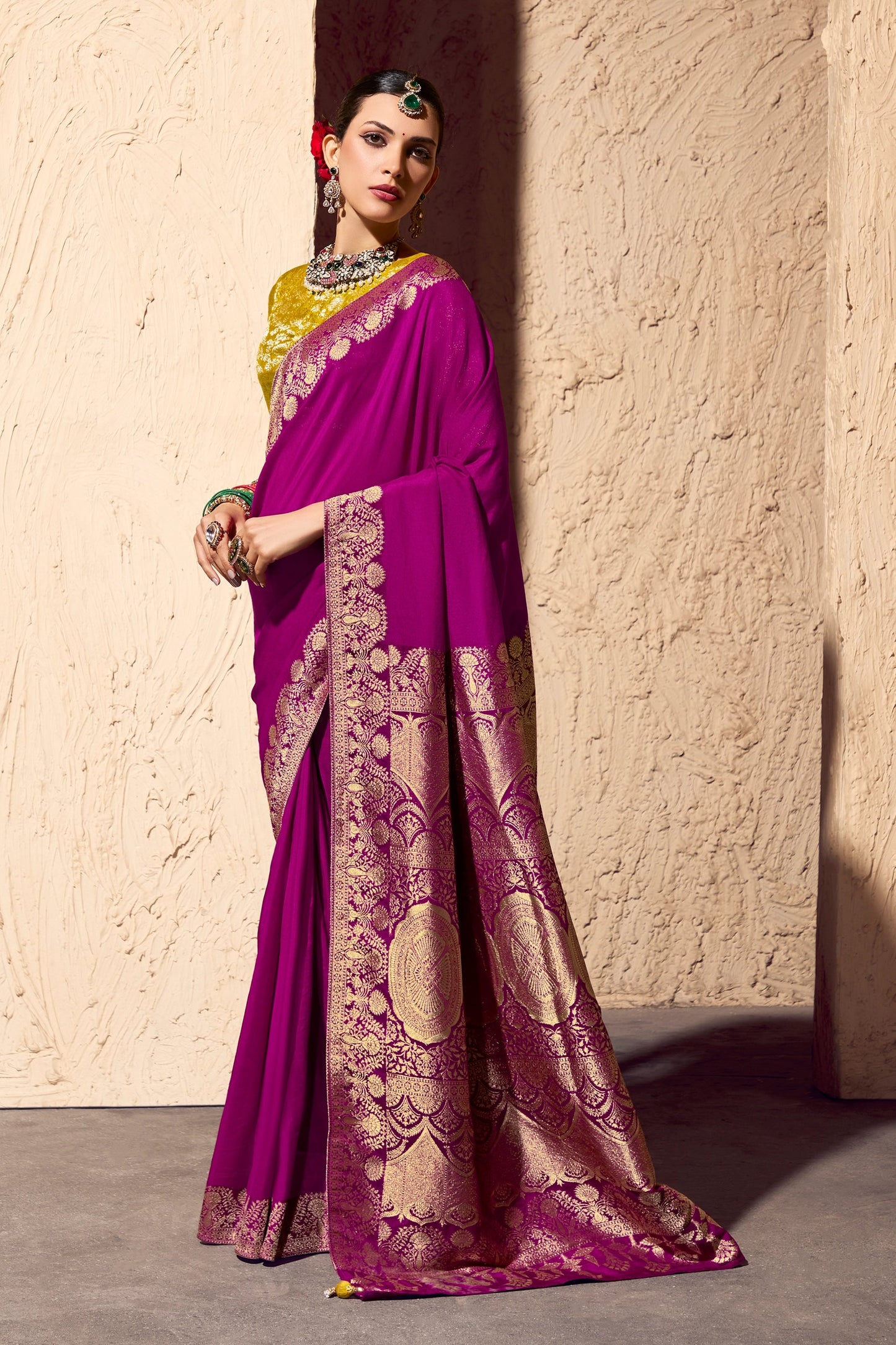 Magenta Woven Crepe Georgette Saree-SAR10997_4_SareeButa.com