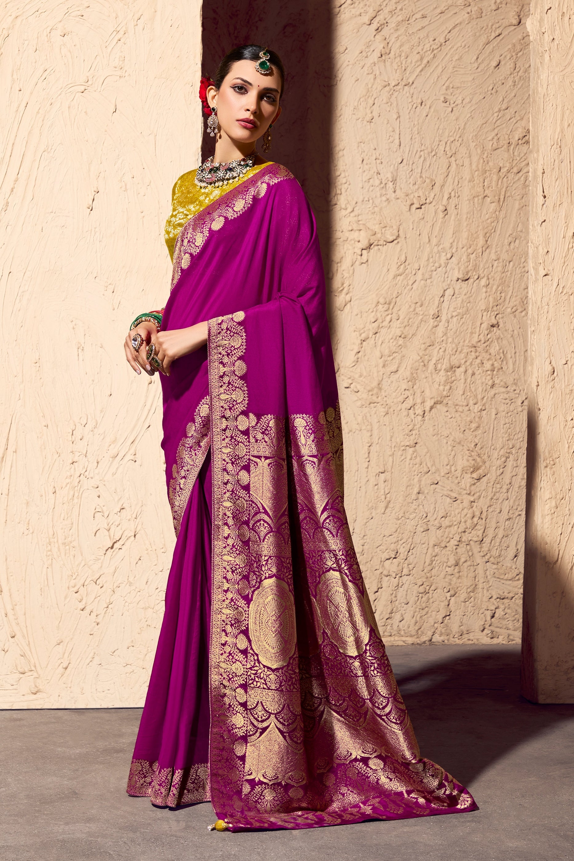 Magenta Woven Crepe Georgette Saree-SAR10997_4_SareeButa.com