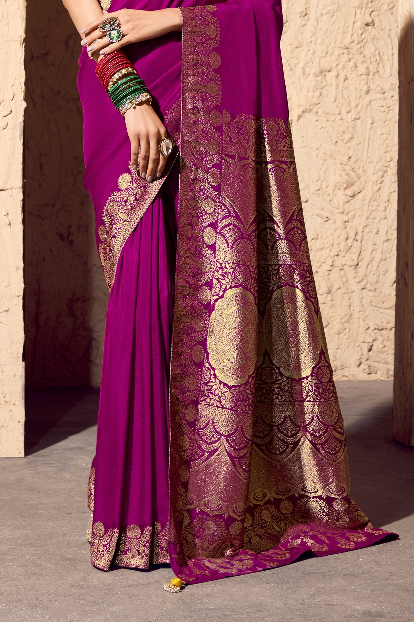 Magenta Woven Crepe Georgette Saree-SAR10997_5_SareeButa.com