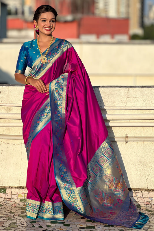 Magenta Woven Paithani Saree-ZB134852_1_SareeButa.com