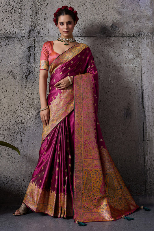 Magenta Woven Satin Silk Saree-SAR12543_1_SareeButa.com