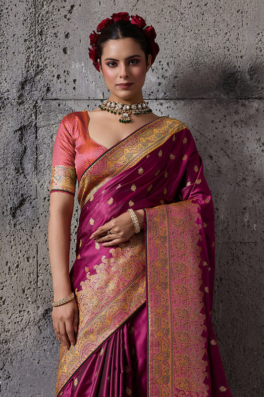 Magenta Woven Satin Silk Saree-SAR12543_2_SareeButa.com