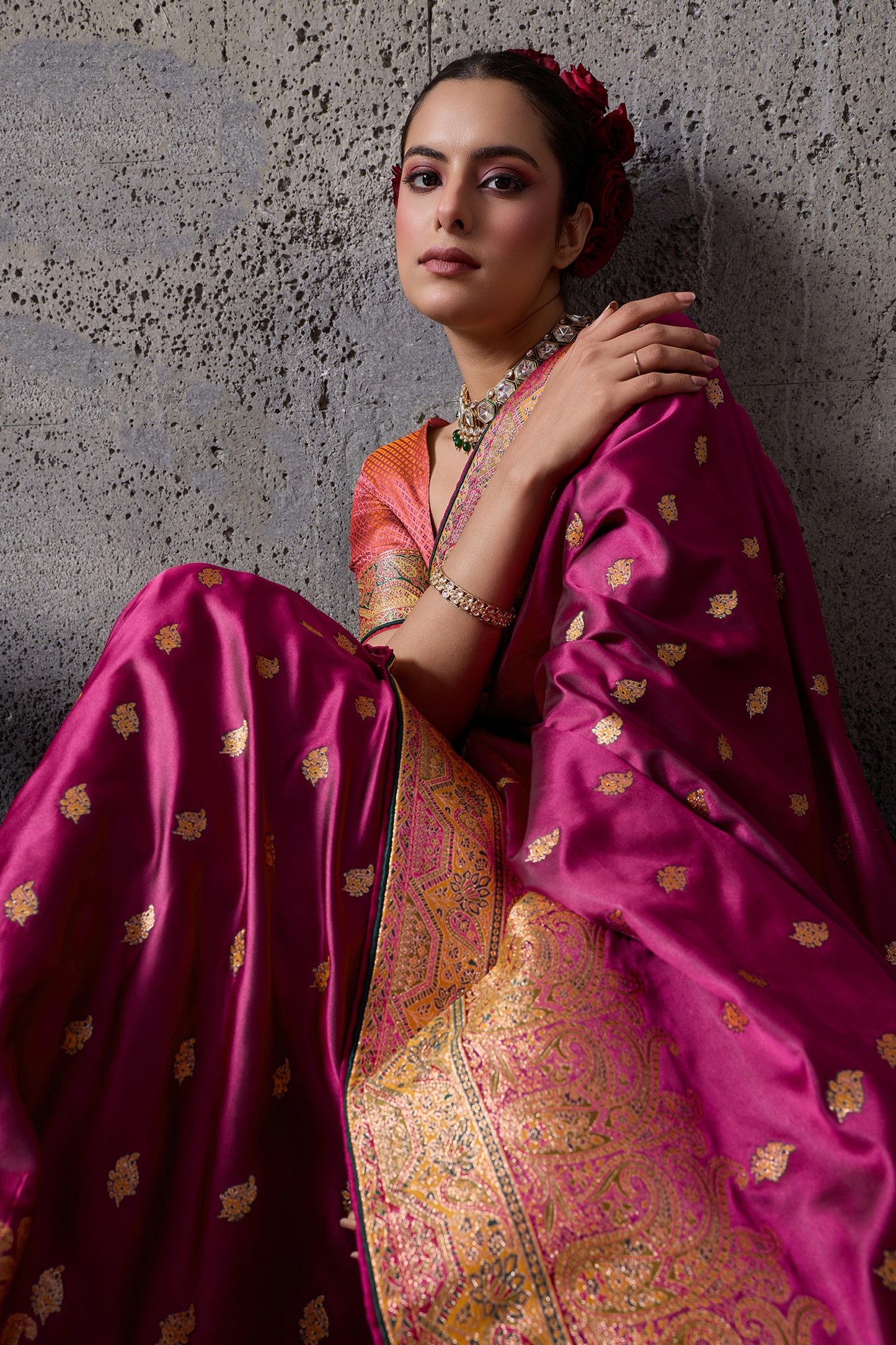 Magenta Woven Satin Silk Saree-SAR12543_3_SareeButa.com
