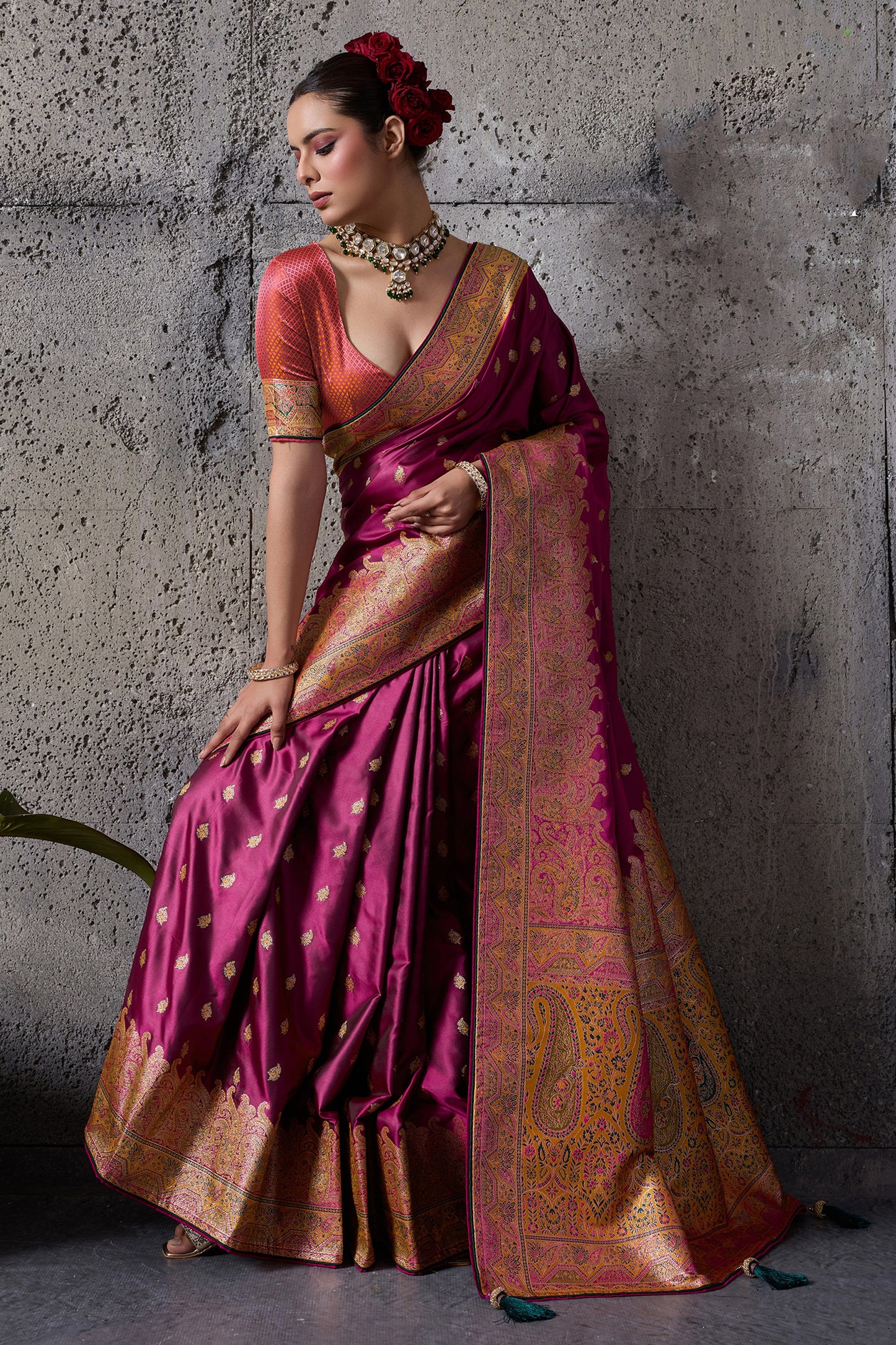 Magenta Woven Satin Silk Saree-SAR12543_4_SareeButa.com