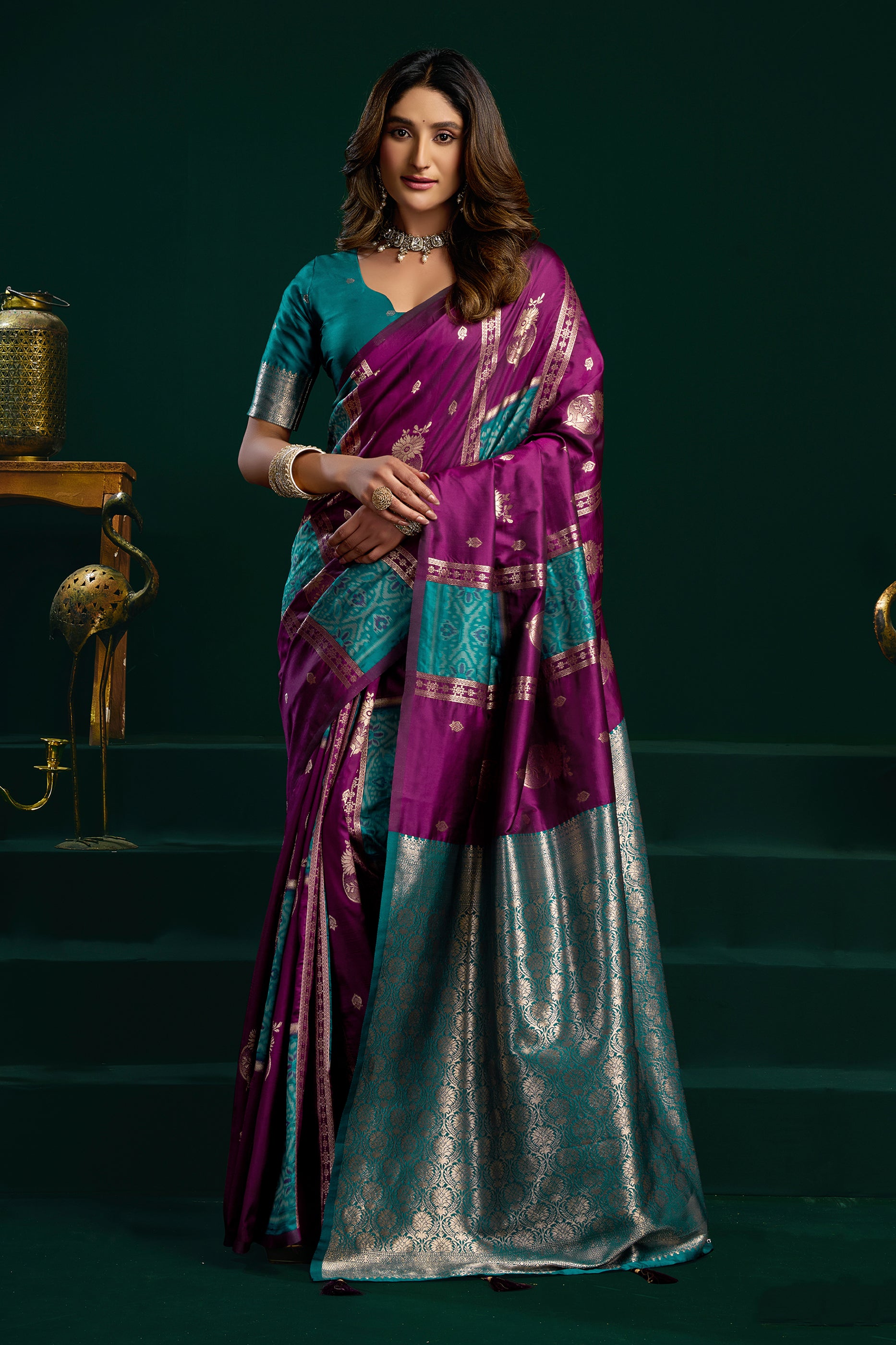 Magenta Woven Silk Saree-SAR12704_1_SareeButa.com