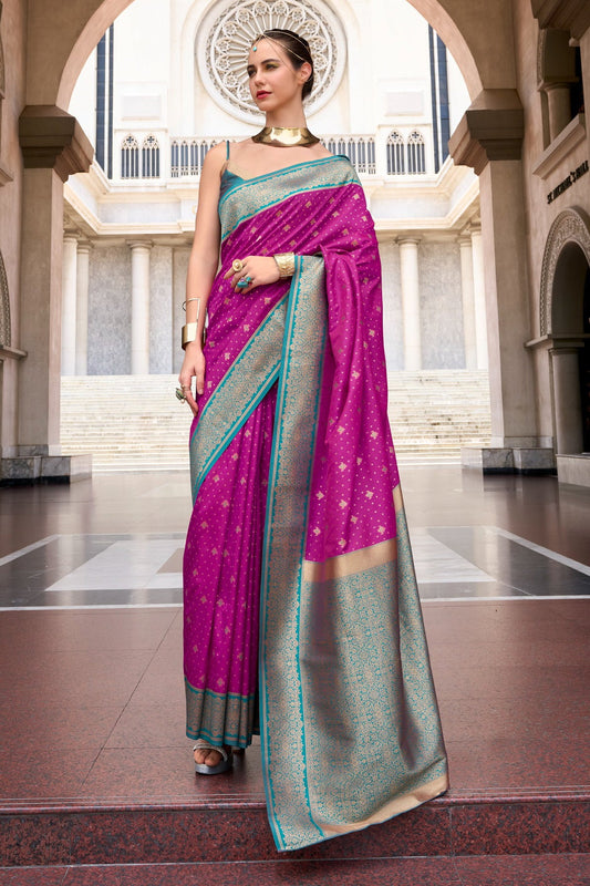 Magenta Woven Silk Saree-ZB134733_1_SareeButa.com