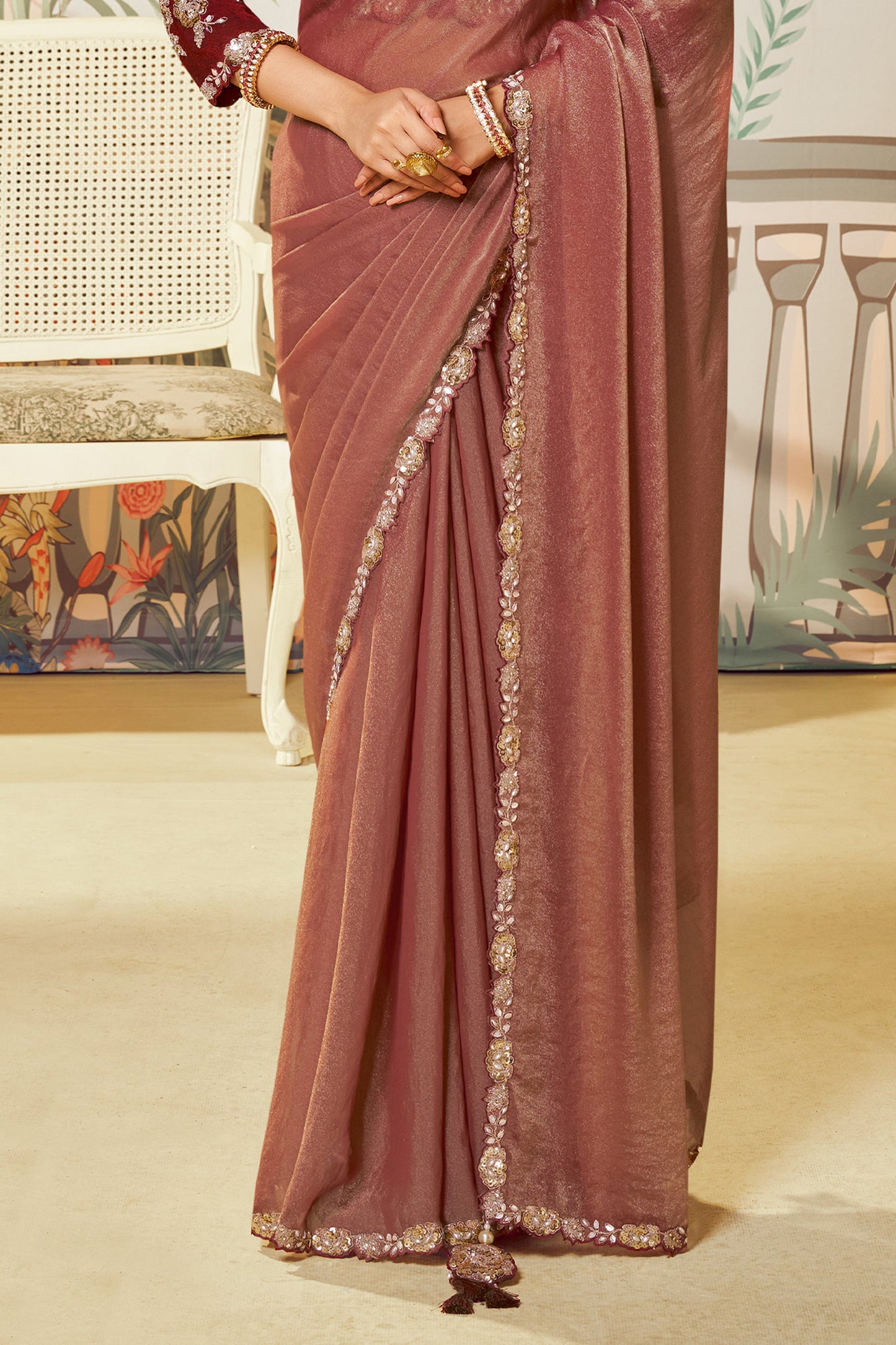 Mahogany Red Satin Organza Silk Saree-SAR10465_5_SareeButa.com