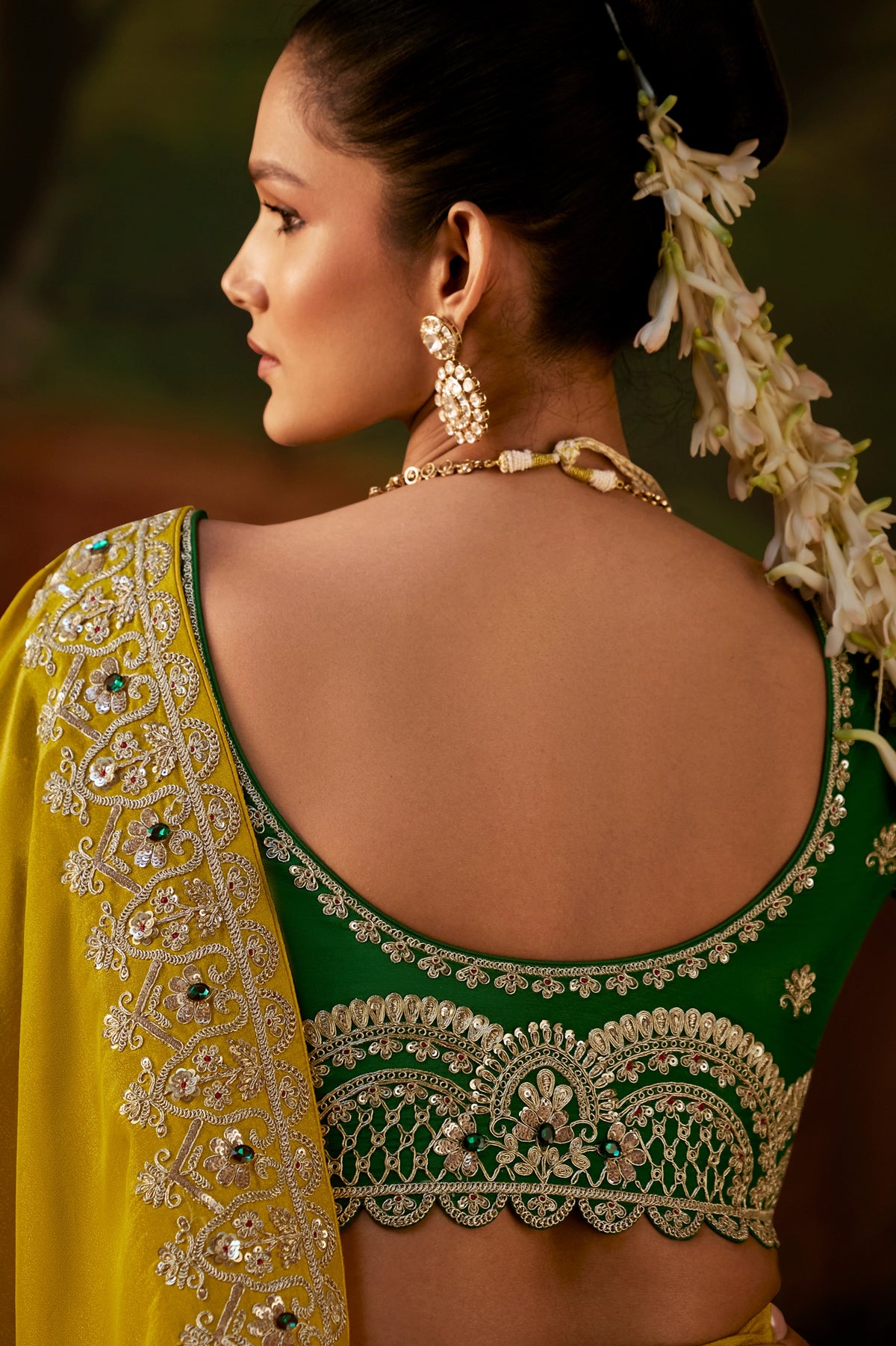 Marigold Yellow Embroidered Viscose Tissue Saree-SAR13249_3_SareeButa.com
