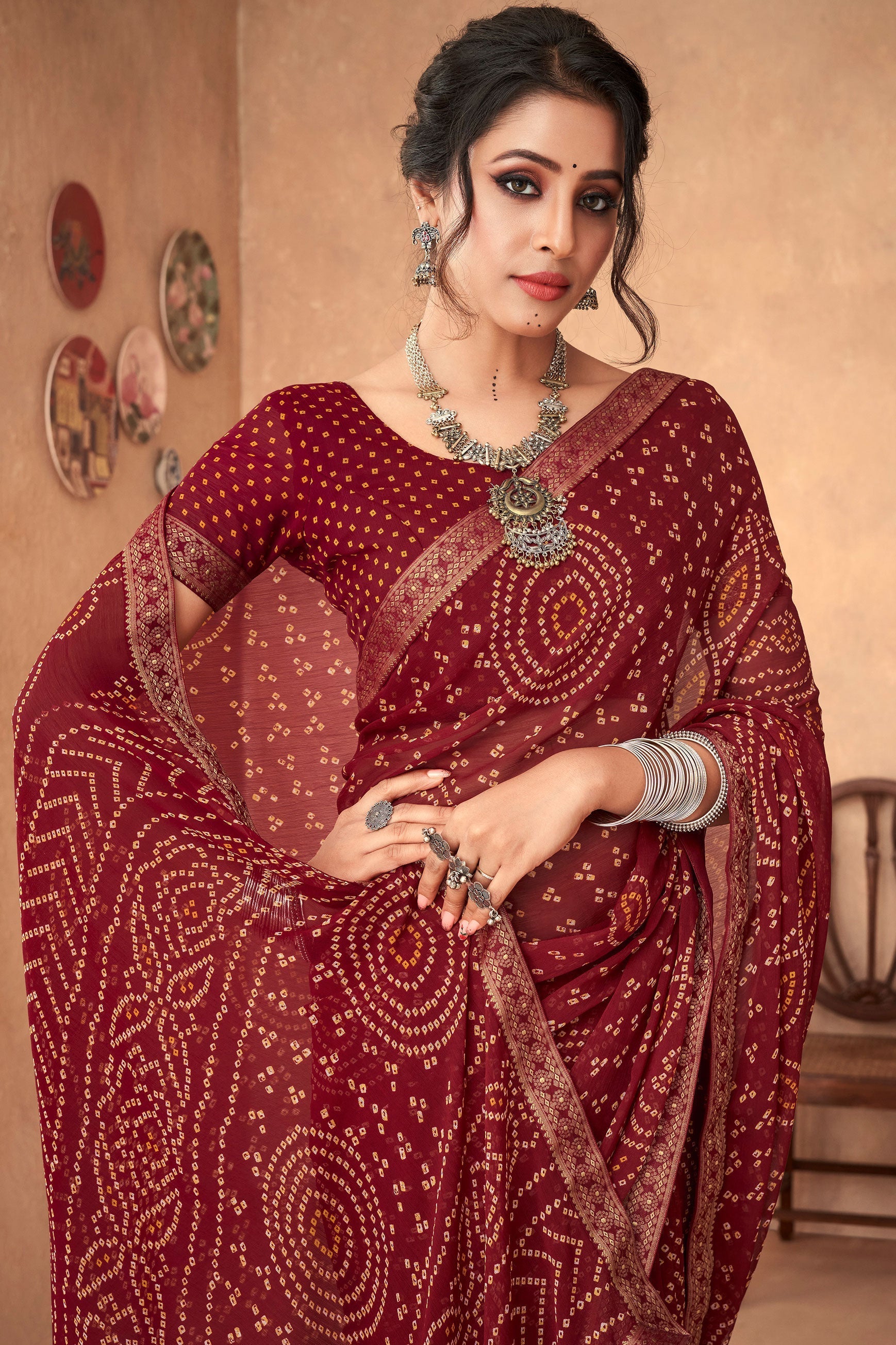 maroon-chiffon-printed-bandhani-saree-zb131330_2_SareeButa.com