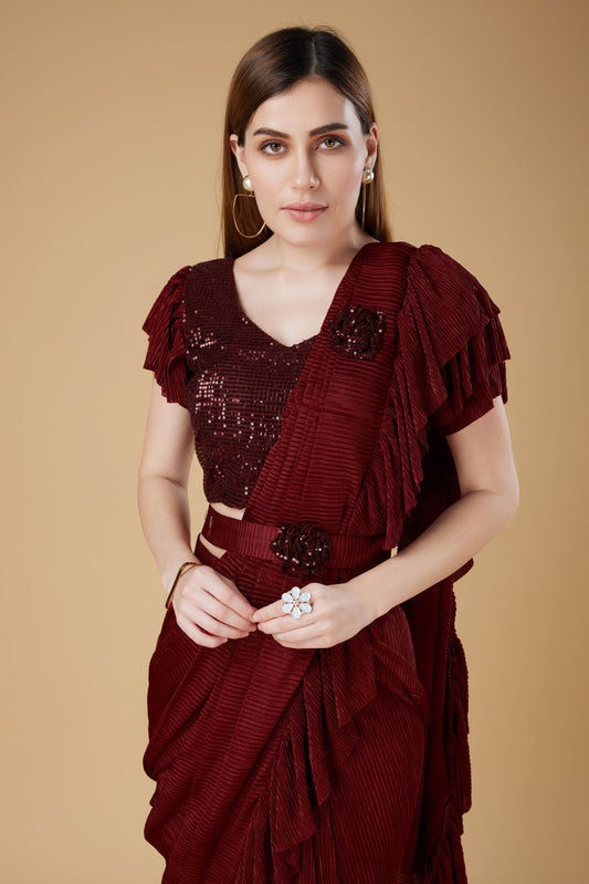 maroon-frill-border-readymade-saree-zb131031_2_SareeButa.com