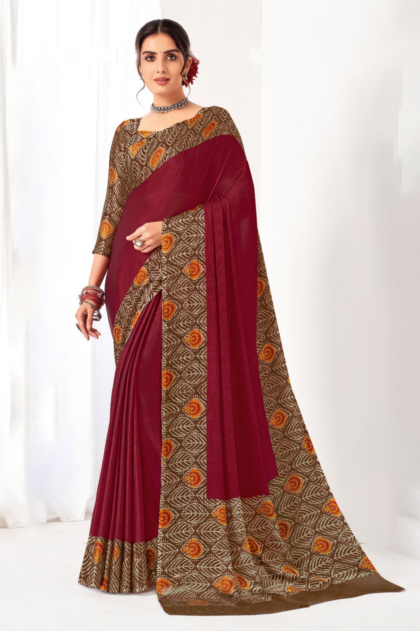 maroon-printed-chiffon-saree-zb130923_1_SareeButa.com