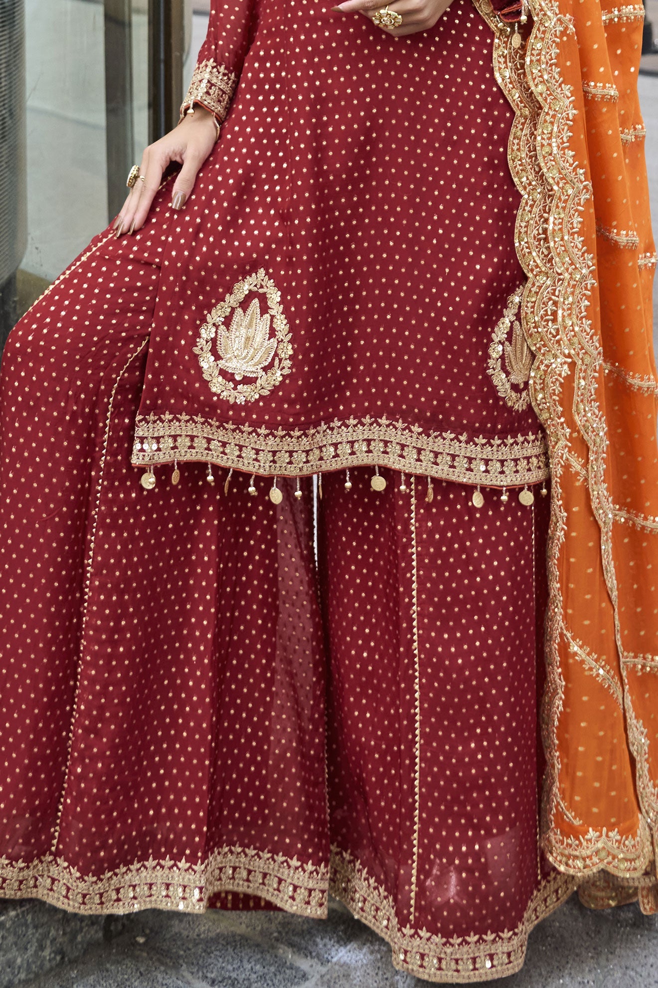 Maroon Readymade Embroidered Viscose Silk Suit-SS921_4_SareeButa.com