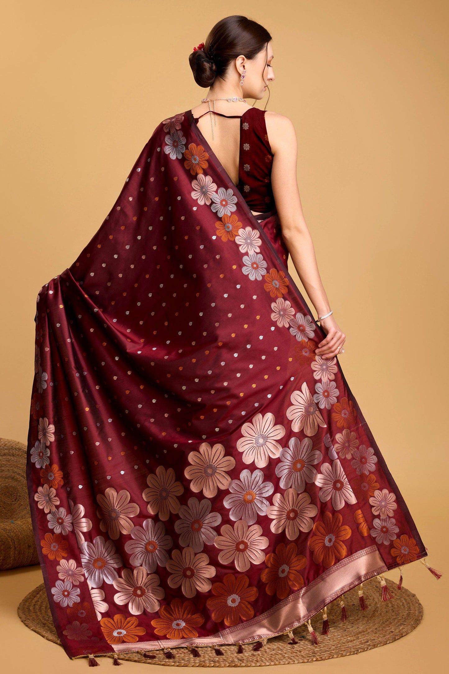 Maroon Woven Silk Saree-ZB130512_3