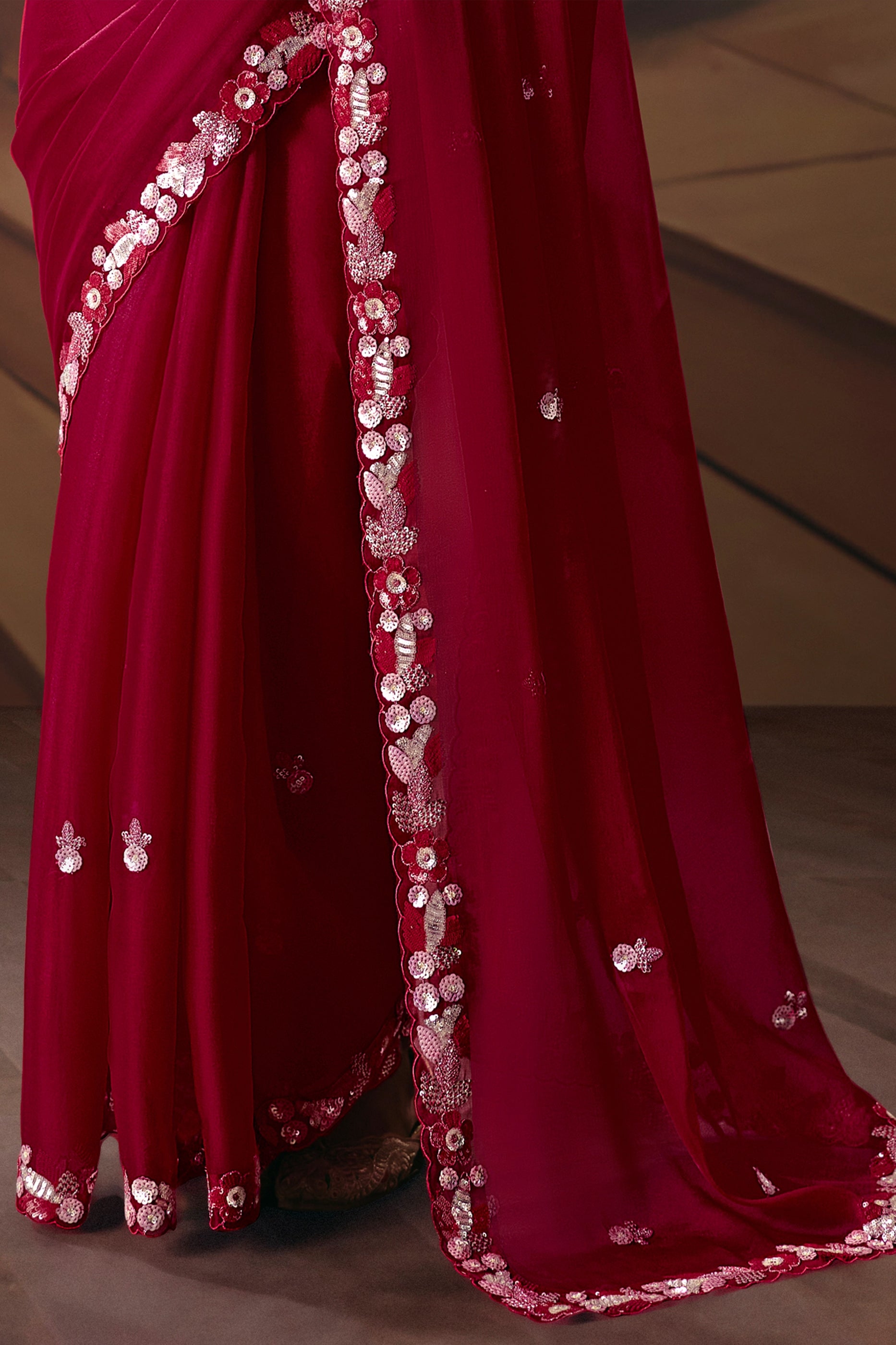 Maroon Embroidered Organza Saree-SAR12027_5_SareeButa.com