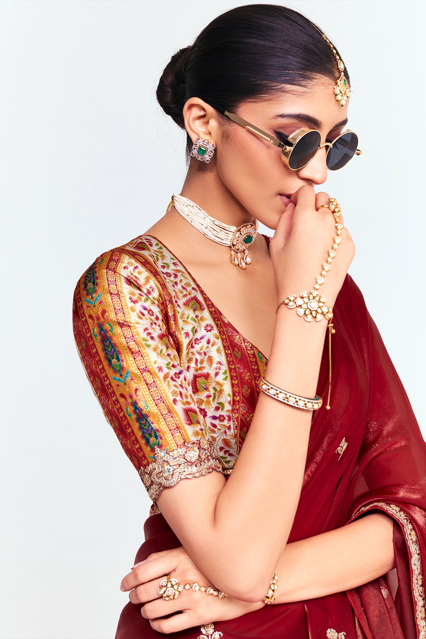 Maroon Embroidered Satin Organza Saree-SAR12251_2_SareeButa.com