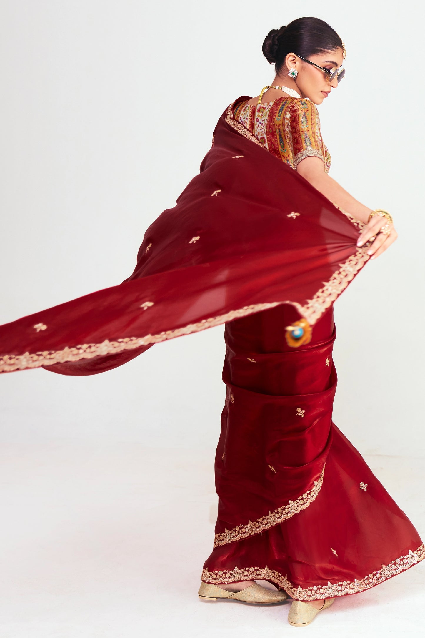 Maroon Embroidered Satin Organza Saree-SAR12251_3_SareeButa.com