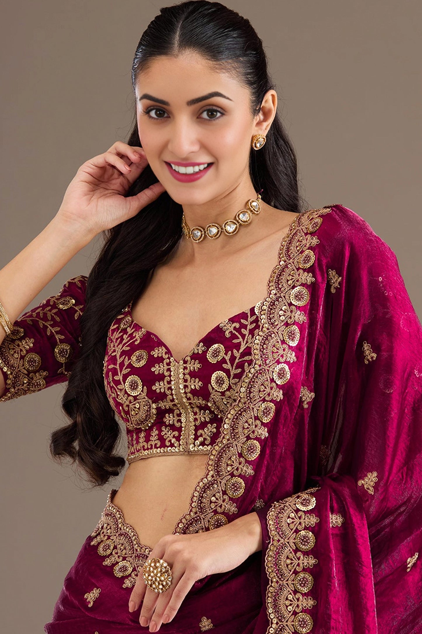 Maroon Embroidered Tissue Saree-SAR12581_2_SareeButa.com