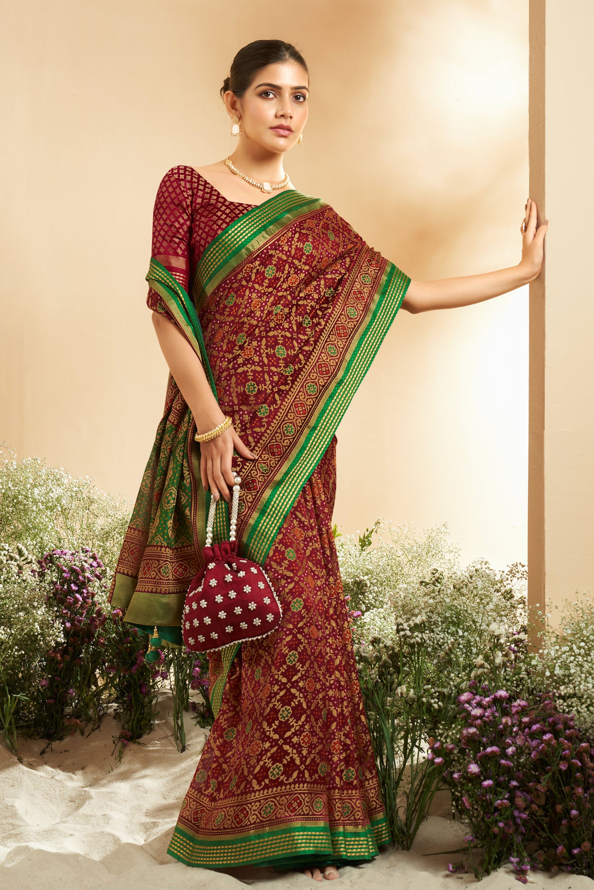 Maroon Georgette Patola Saree-ZB134169_1_SareeButa.com
