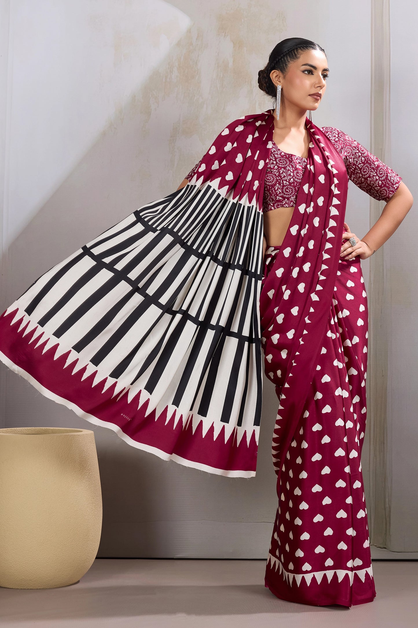 Maroon Printed Satin Saree-SAR11853_3_SareeButa.com