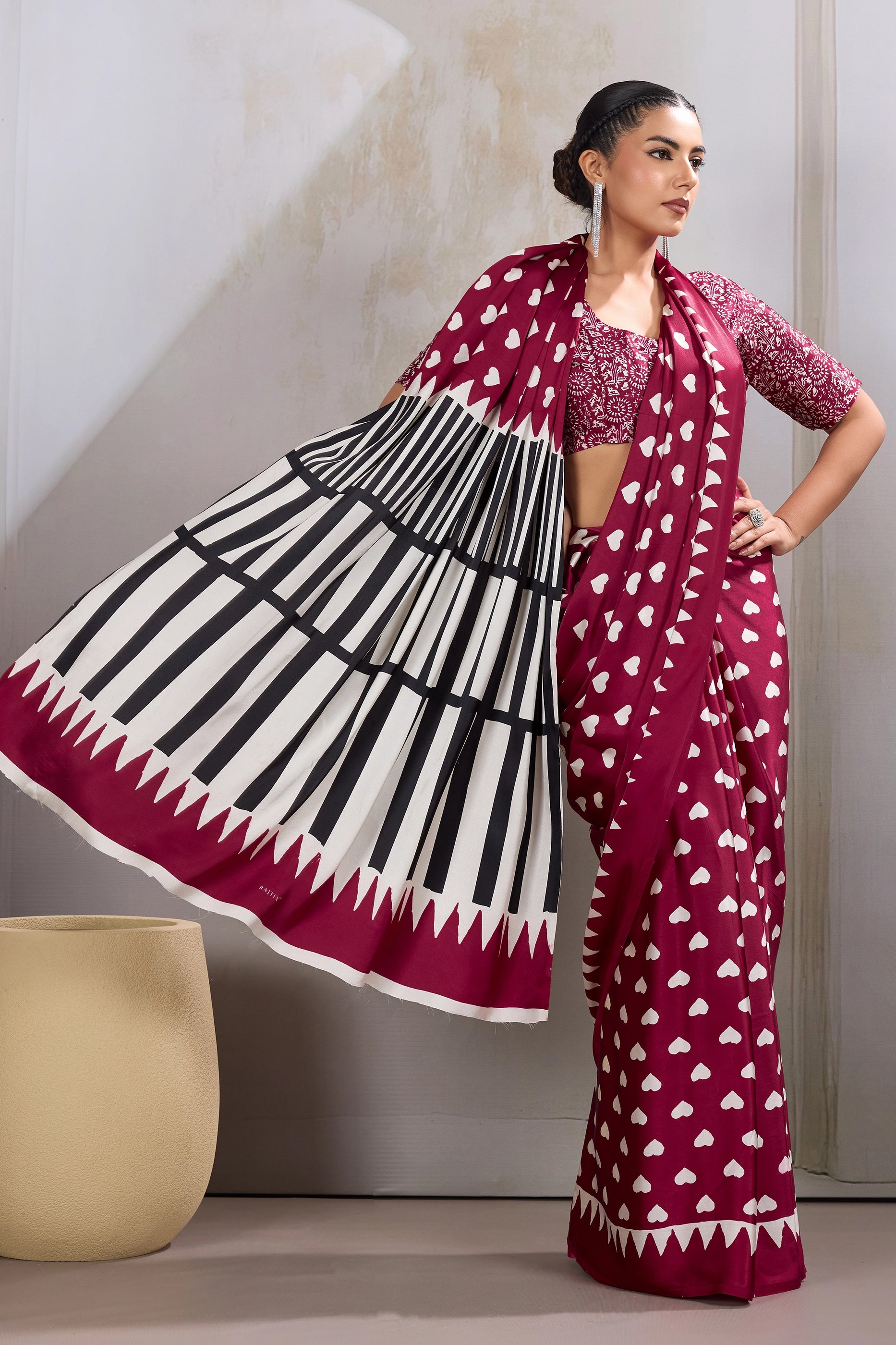 Maroon Printed Satin Saree-SAR11853_3_SareeButa.com