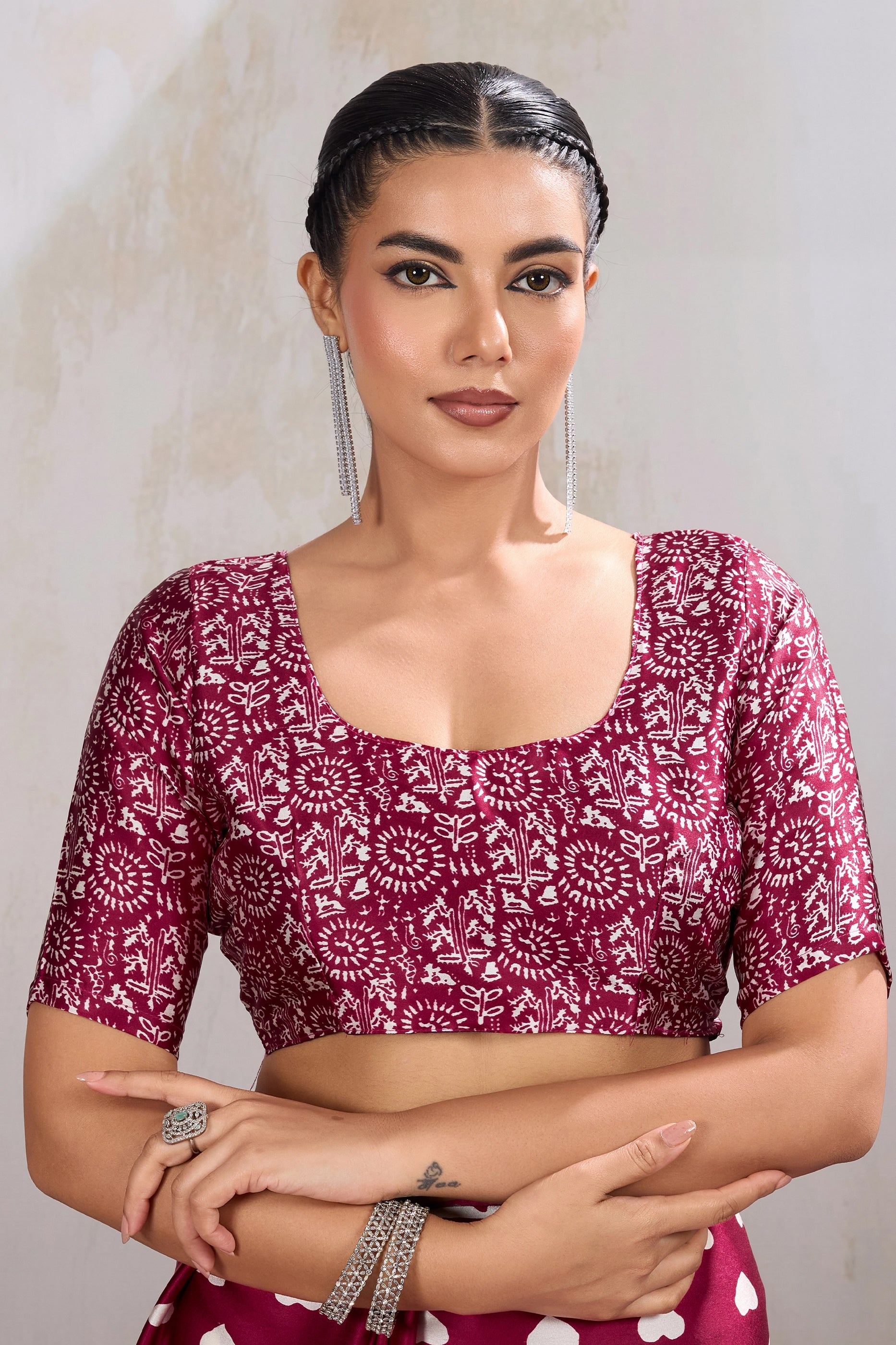 Maroon Printed Satin Saree-SAR11853_4_SareeButa.com
